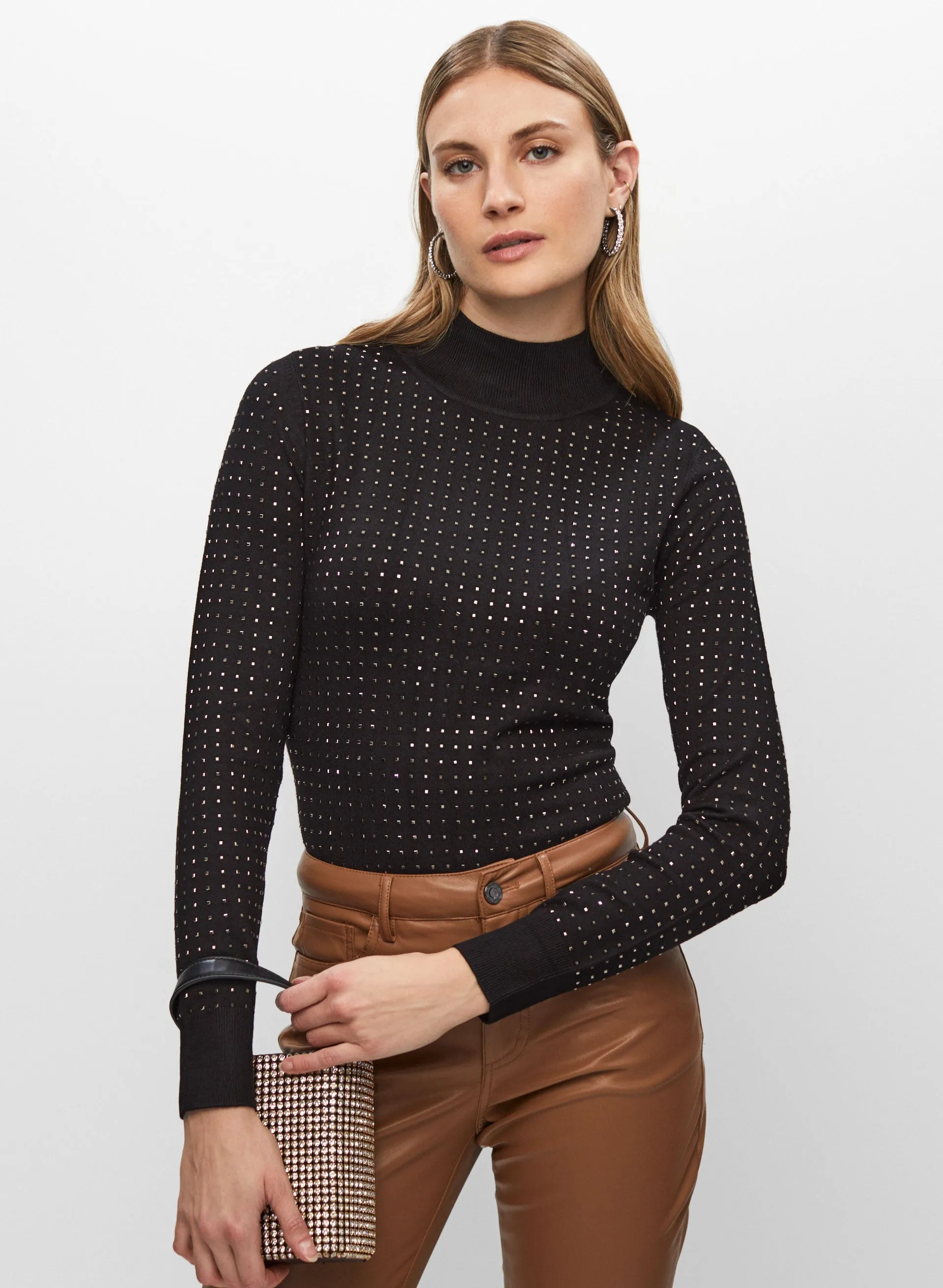 Joseph Ribkoff - Mock Neck Embellished Sweater sold by Melanie Lyne