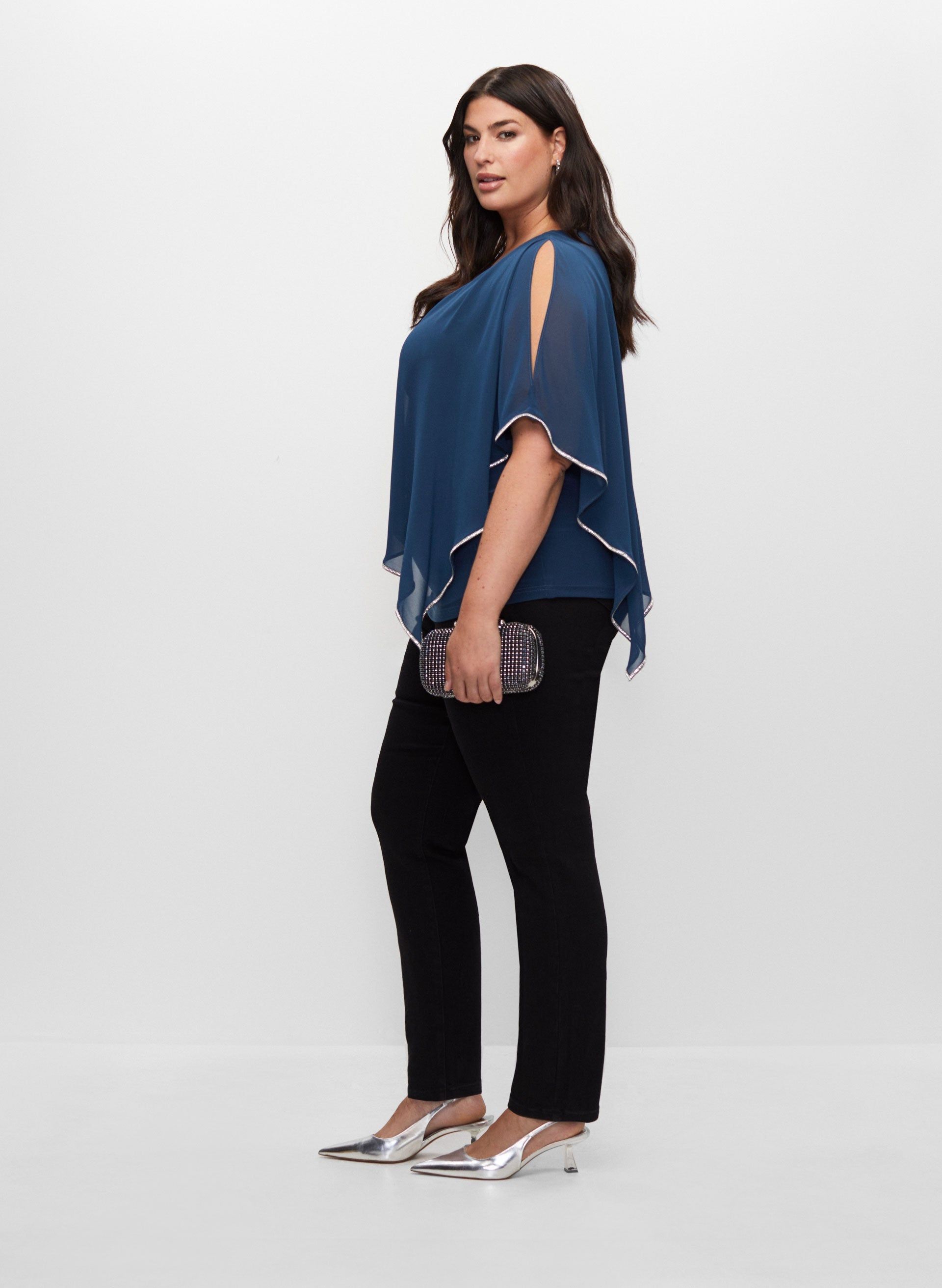 Joseph Ribkoff - Rhinestone Trim Cut-Out Top sold by Melanie Lyne product image thumbnail 2