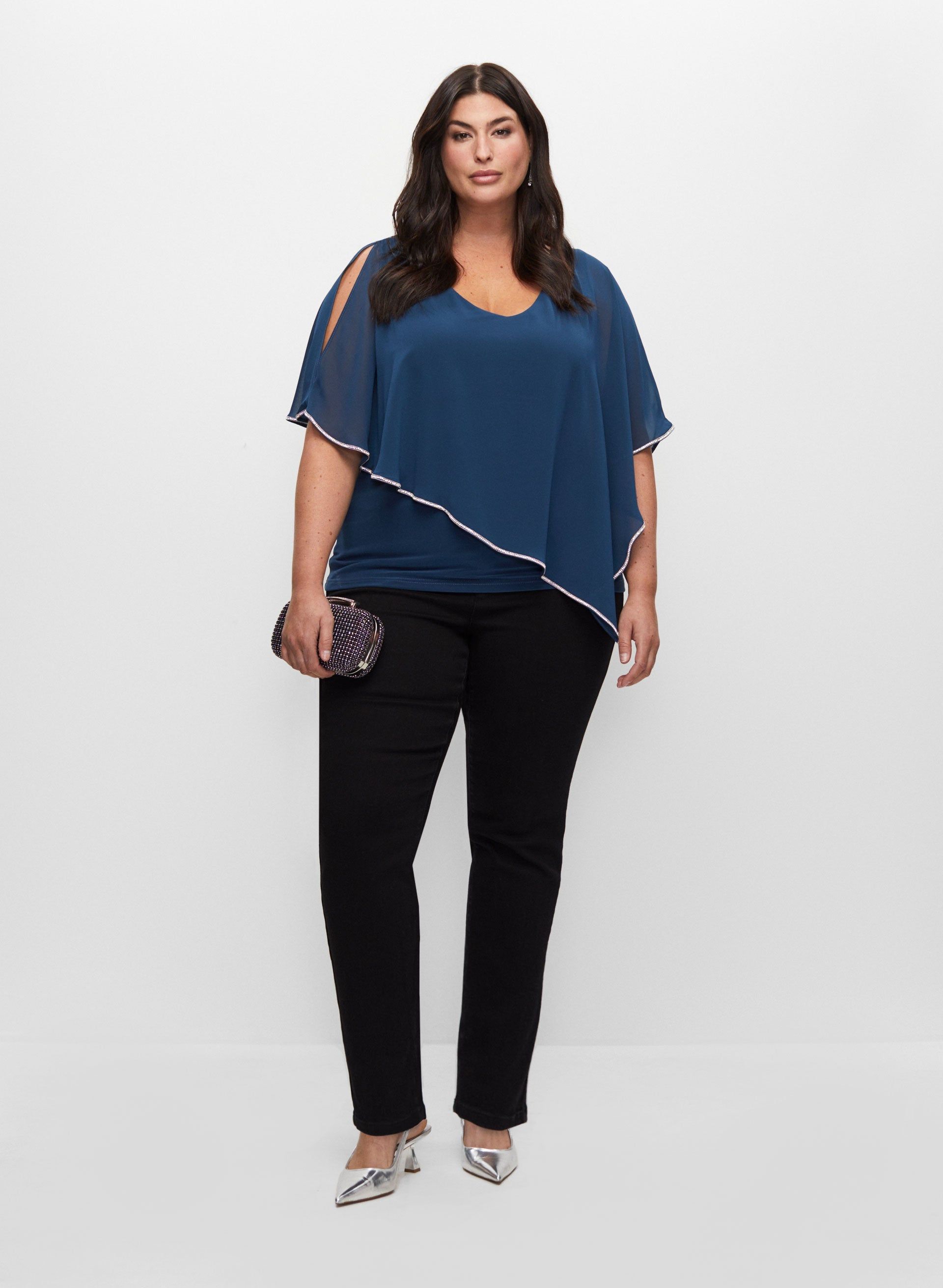 Joseph Ribkoff - Rhinestone Trim Cut-Out Top sold by Melanie Lyne product image thumbnail 4