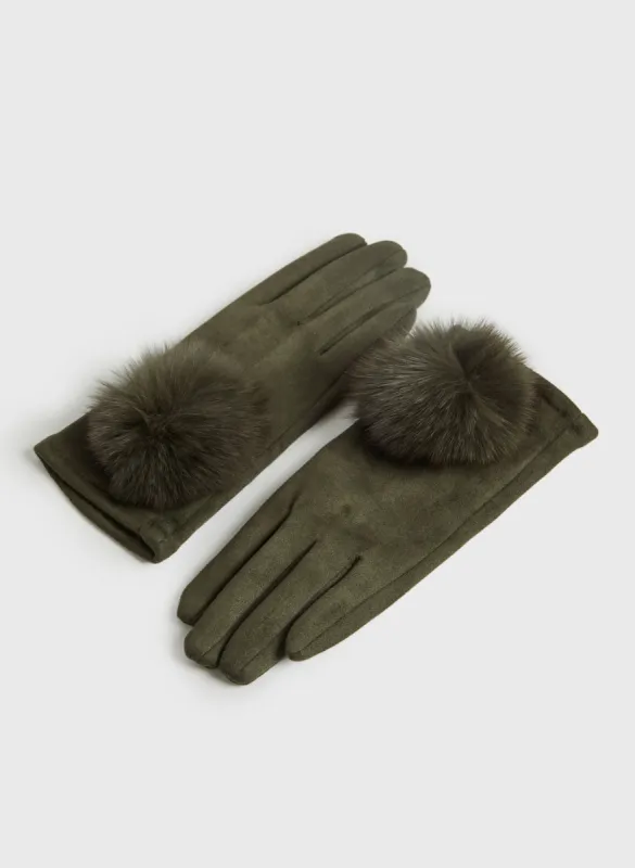 Faux Suede Pompom Gloves sold by Melanie Lyne