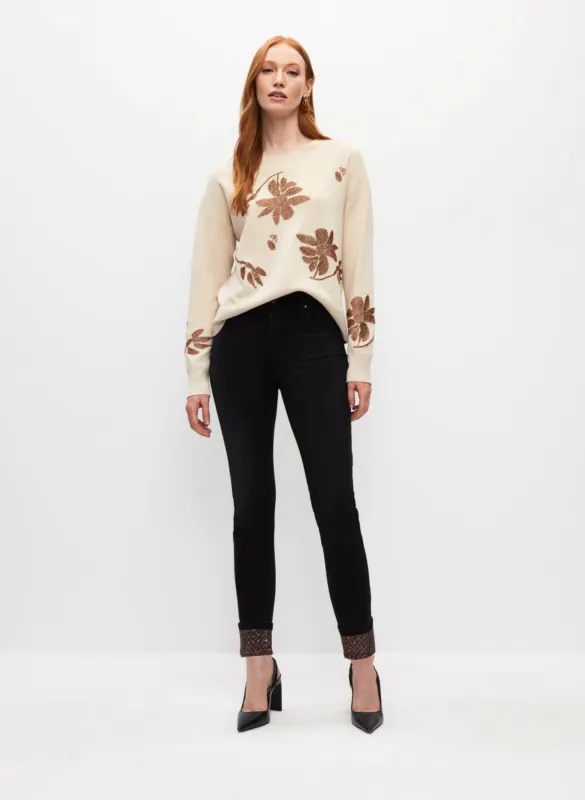 Frank Lyman - Rhinestone Cuff Slim Leg jeans sold by Melanie Lyne