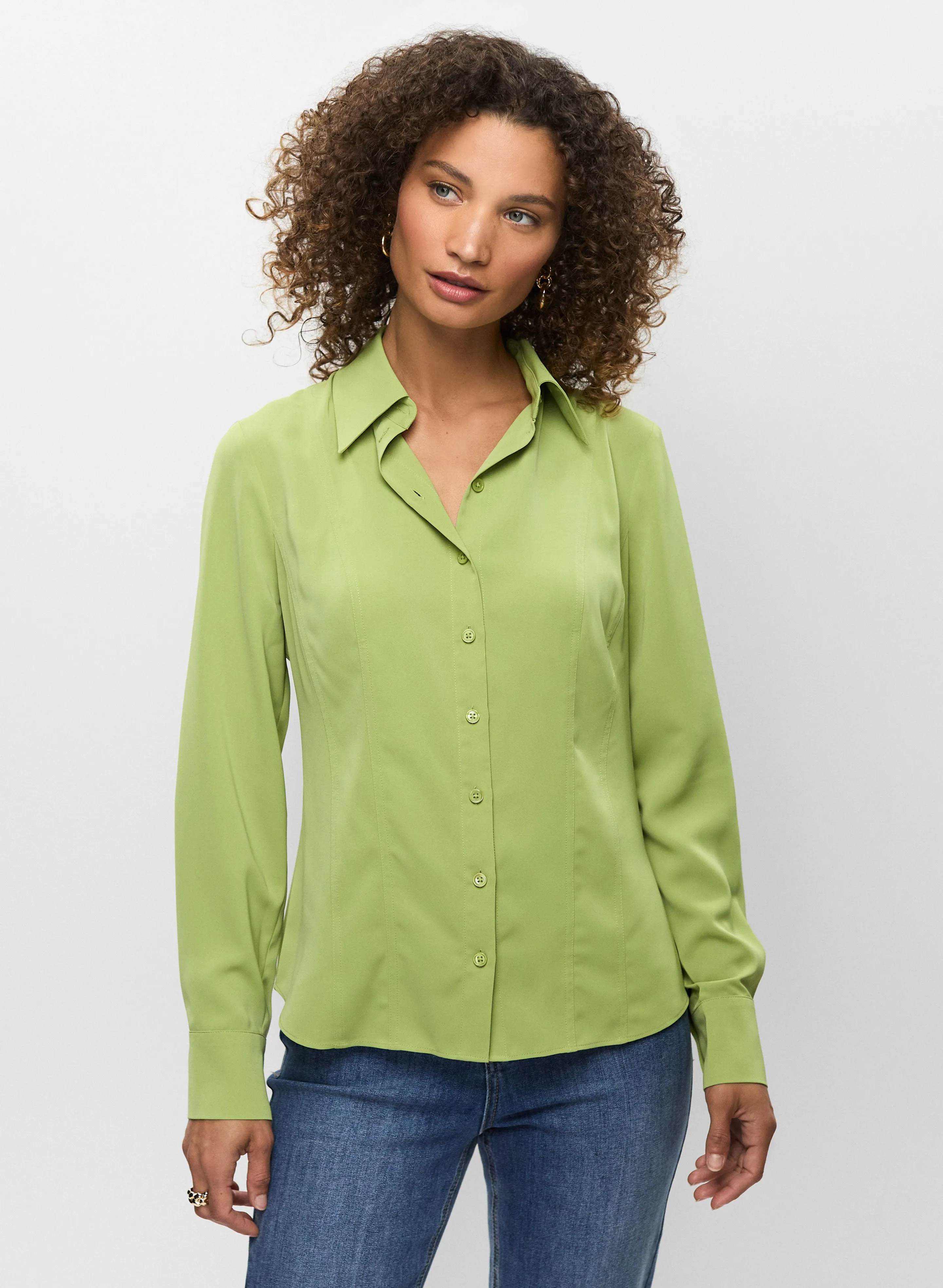 Long Sleeve Button Front Blouse sold by Melanie Lyne product image thumbnail 5