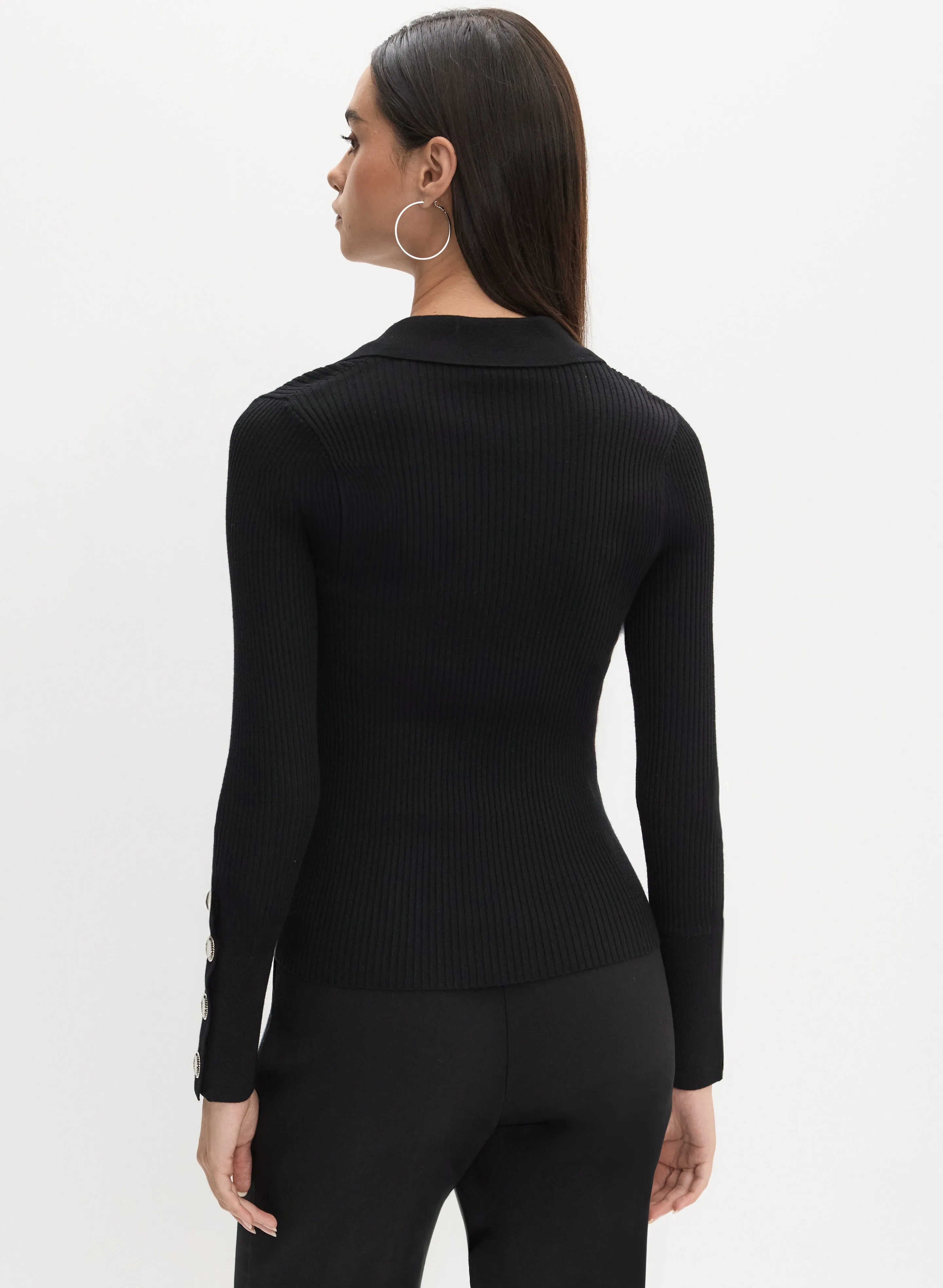 Ribbed Asymmetrical Button-Up Sweater sold by Melanie Lyne product image thumbnail 3