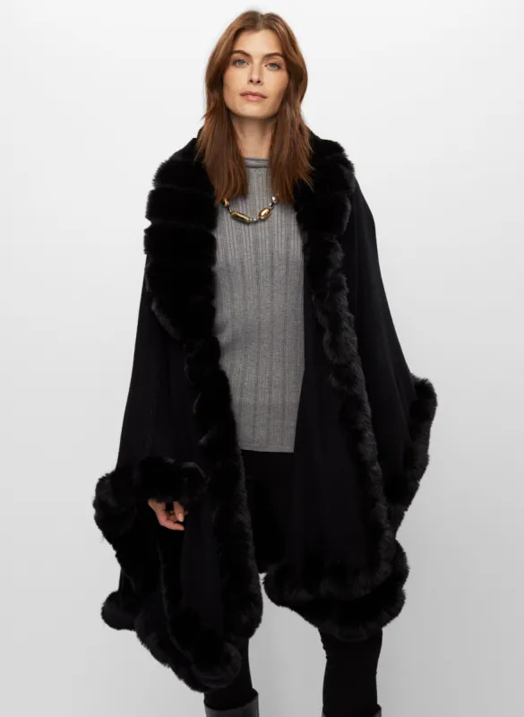 Faux Fur Trim Poncho sold by Melanie Lyne