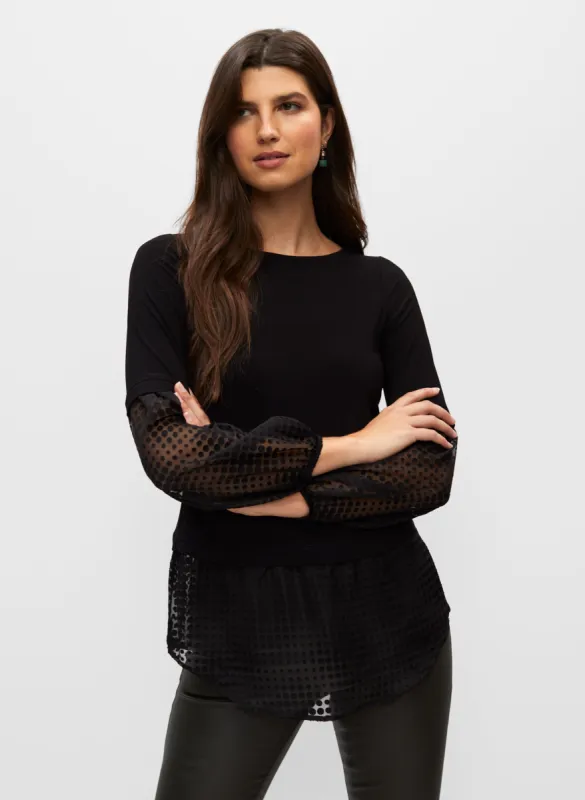 Dot Print Chiffon Fooler Top sold by Melanie Lyne