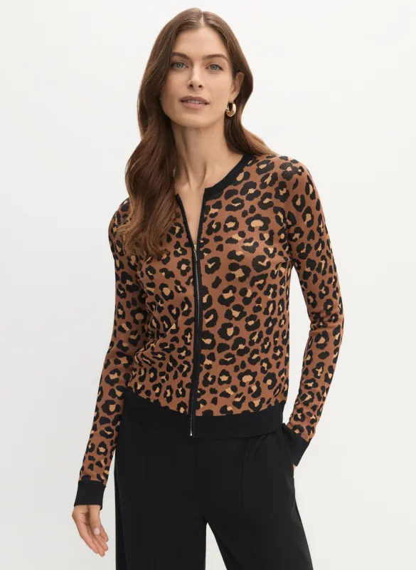 Zip Front Leopard Print Cardigan sold by Melanie Lyne