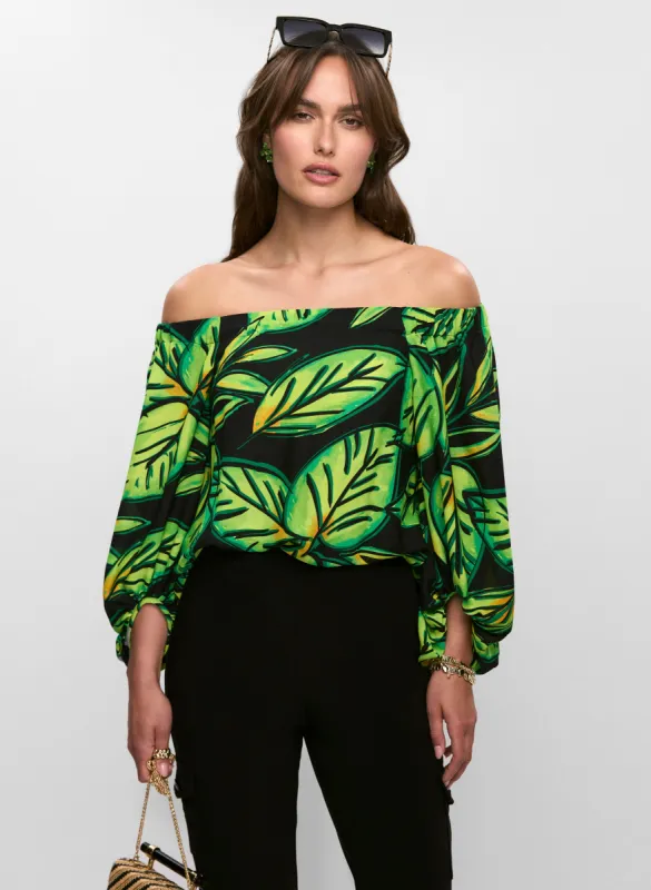 Joseph Ribkoff - Palm Leaf Blouse sold by Melanie Lyne