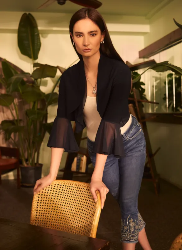 Chiffon Trim Bell Sleeve Bolero sold by Melanie Lyne