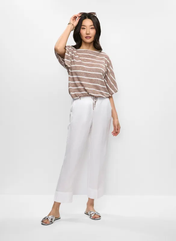 Striped Drawstring-Hem Top & Linen-Blend Capri Pants sold by Melanie Lyne