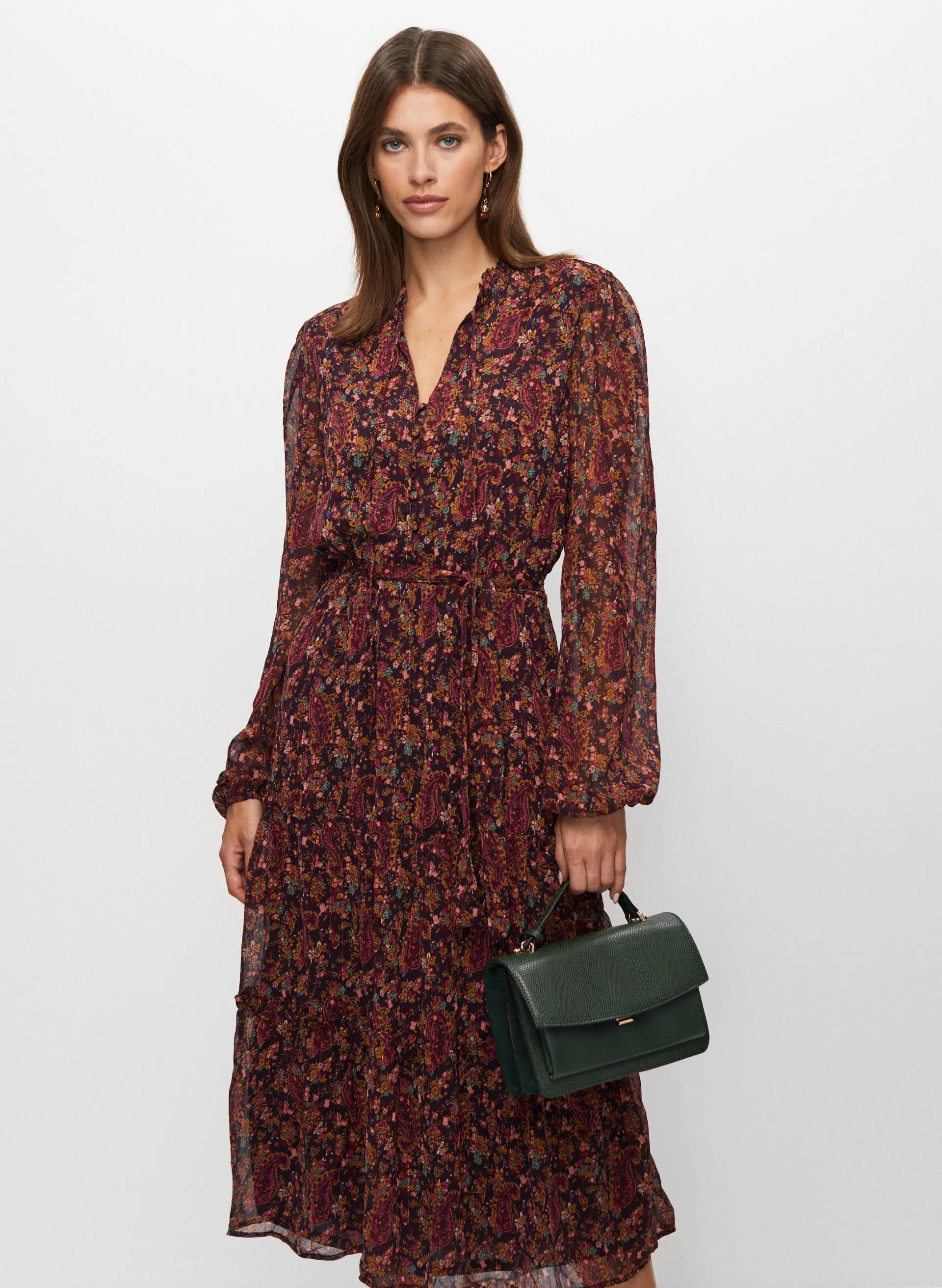 Split Neck Paisley Print Dress sold by Melanie Lyne product image thumbnail 5