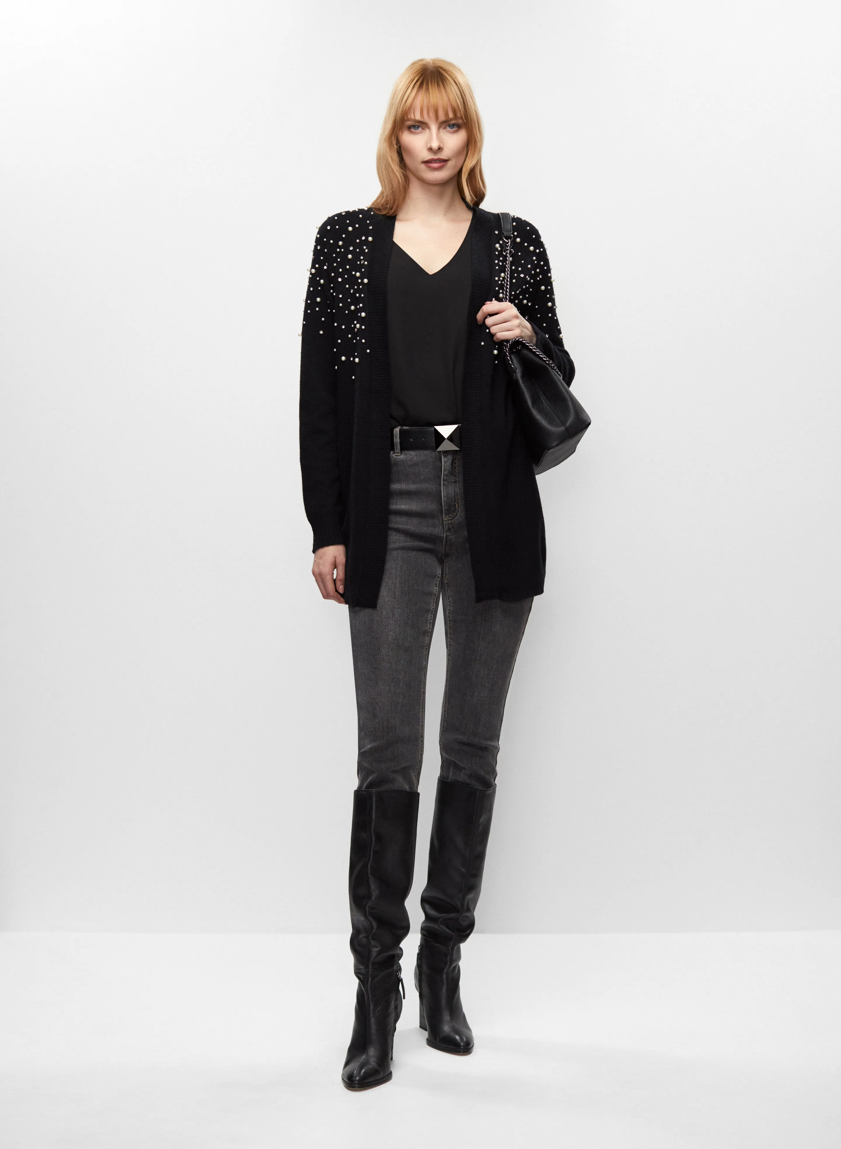 Pearl Cardigan & Sequin Trim Jeans sold by Melanie Lyne