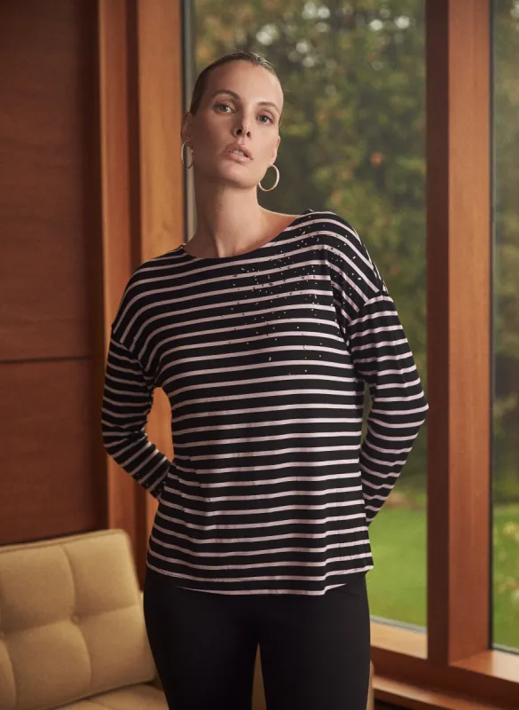 Long Sleeve Stripe Print Top sold by Melanie Lyne