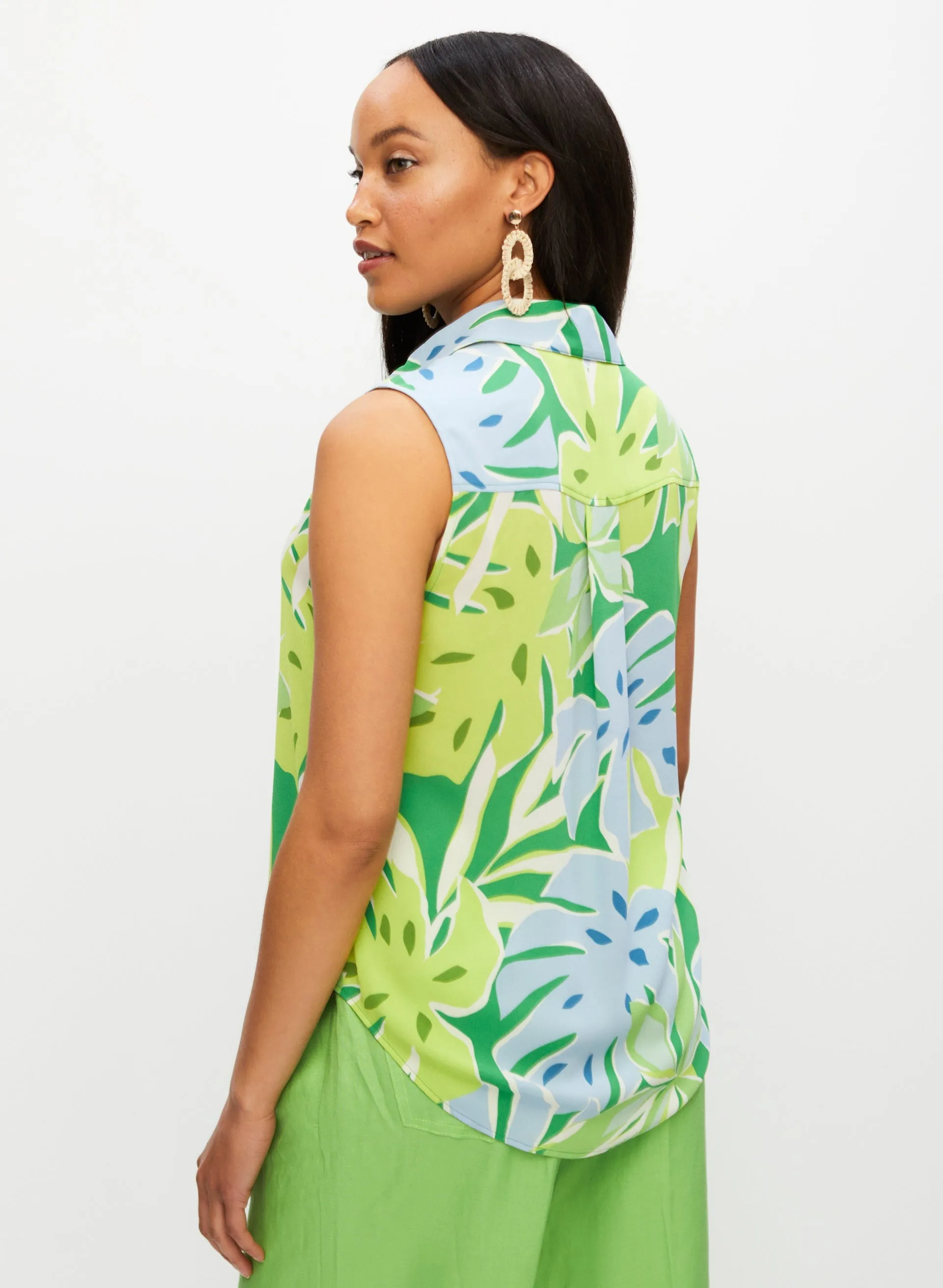 Palm Leaf Print Sleeveless Blouse sold by Melanie Lyne product image thumbnail 4
