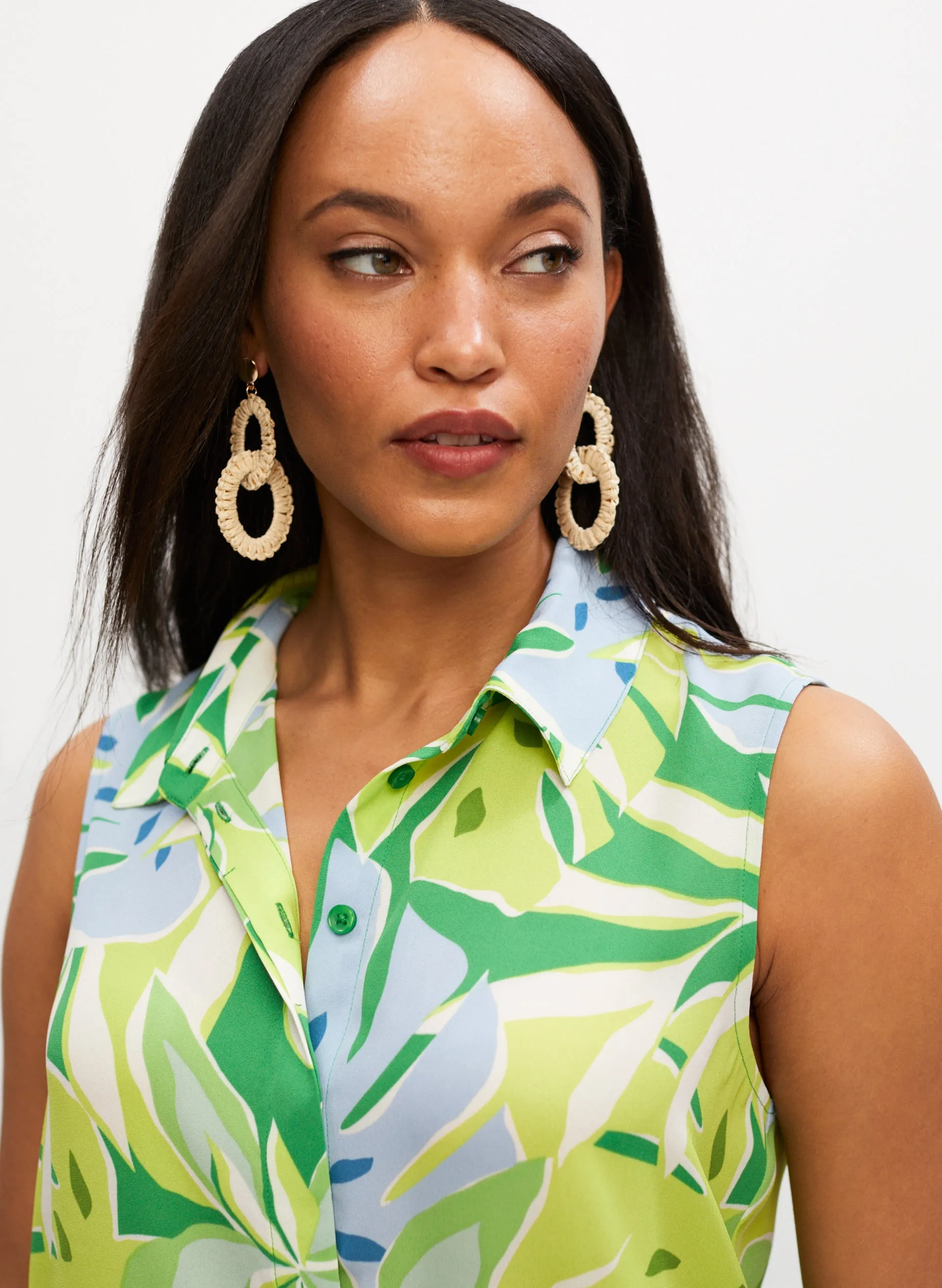 Palm Leaf Print Sleeveless Blouse sold by Melanie Lyne product image thumbnail 2