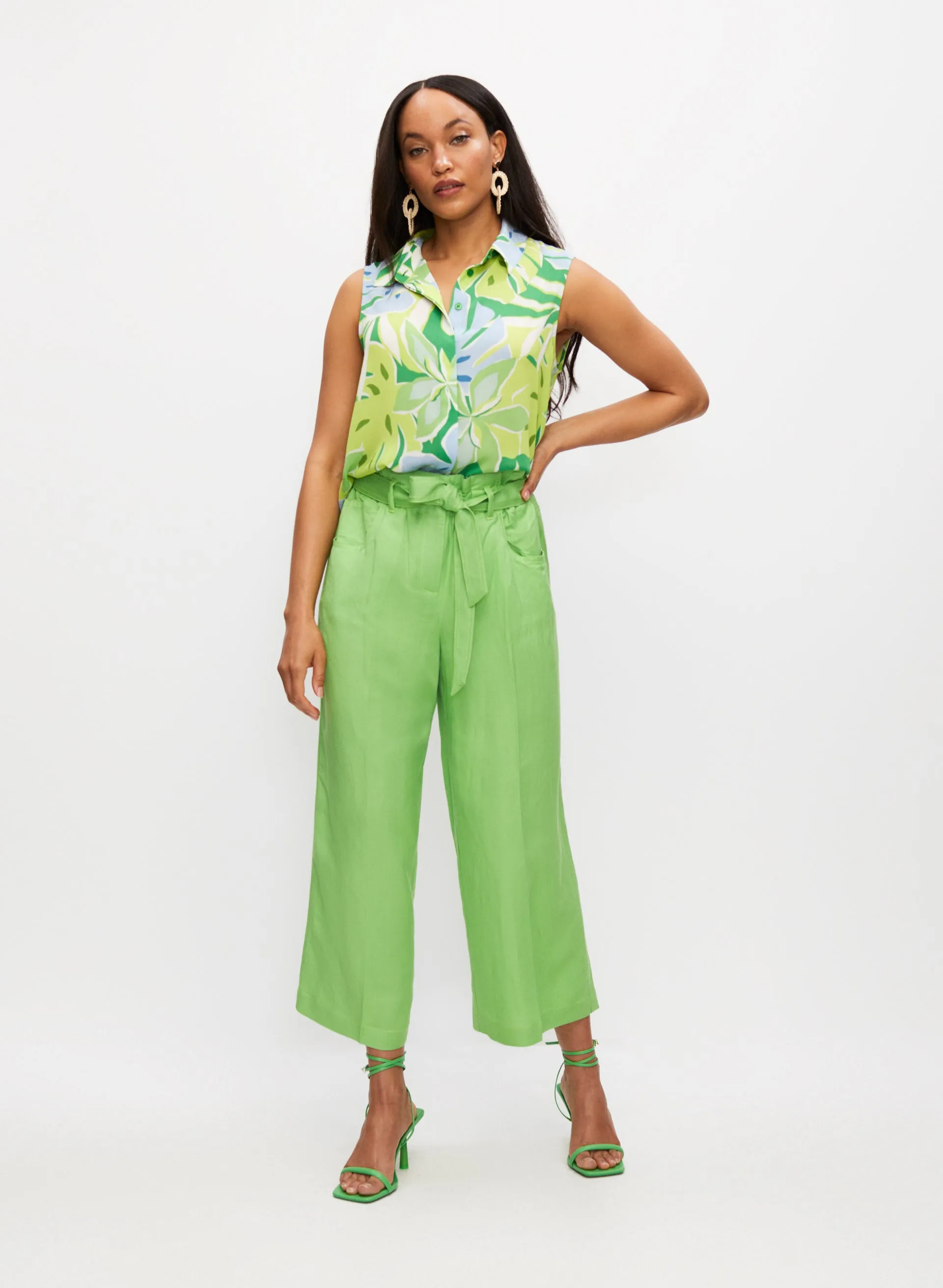 Palm Leaf Print Sleeveless Blouse sold by Melanie Lyne product image thumbnail 3