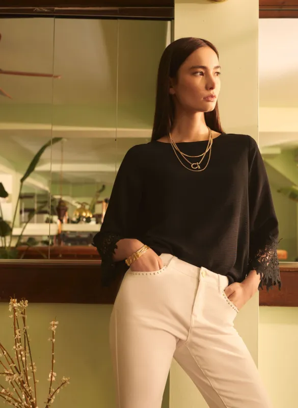 Lace Trim 3/4 Sleeve Blouse sold by Melanie Lyne