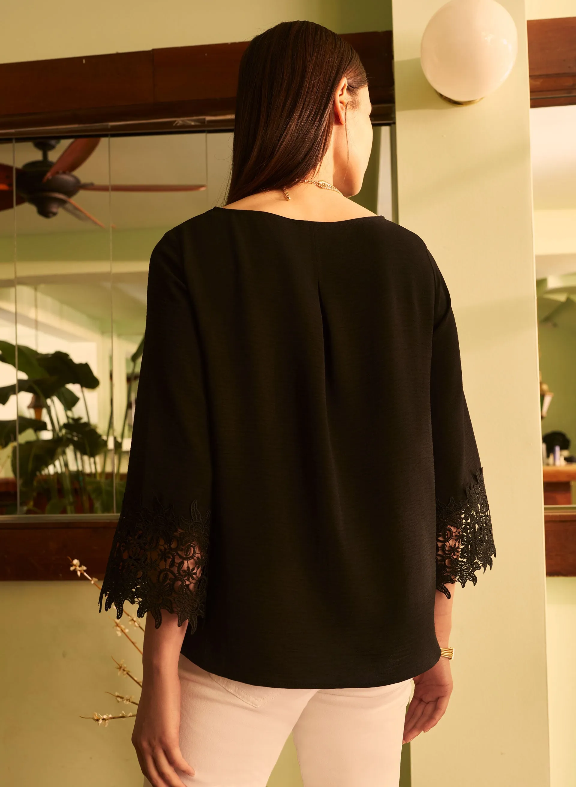 Lace Trim 3/4 Sleeve Blouse sold by Melanie Lyne product image thumbnail 4