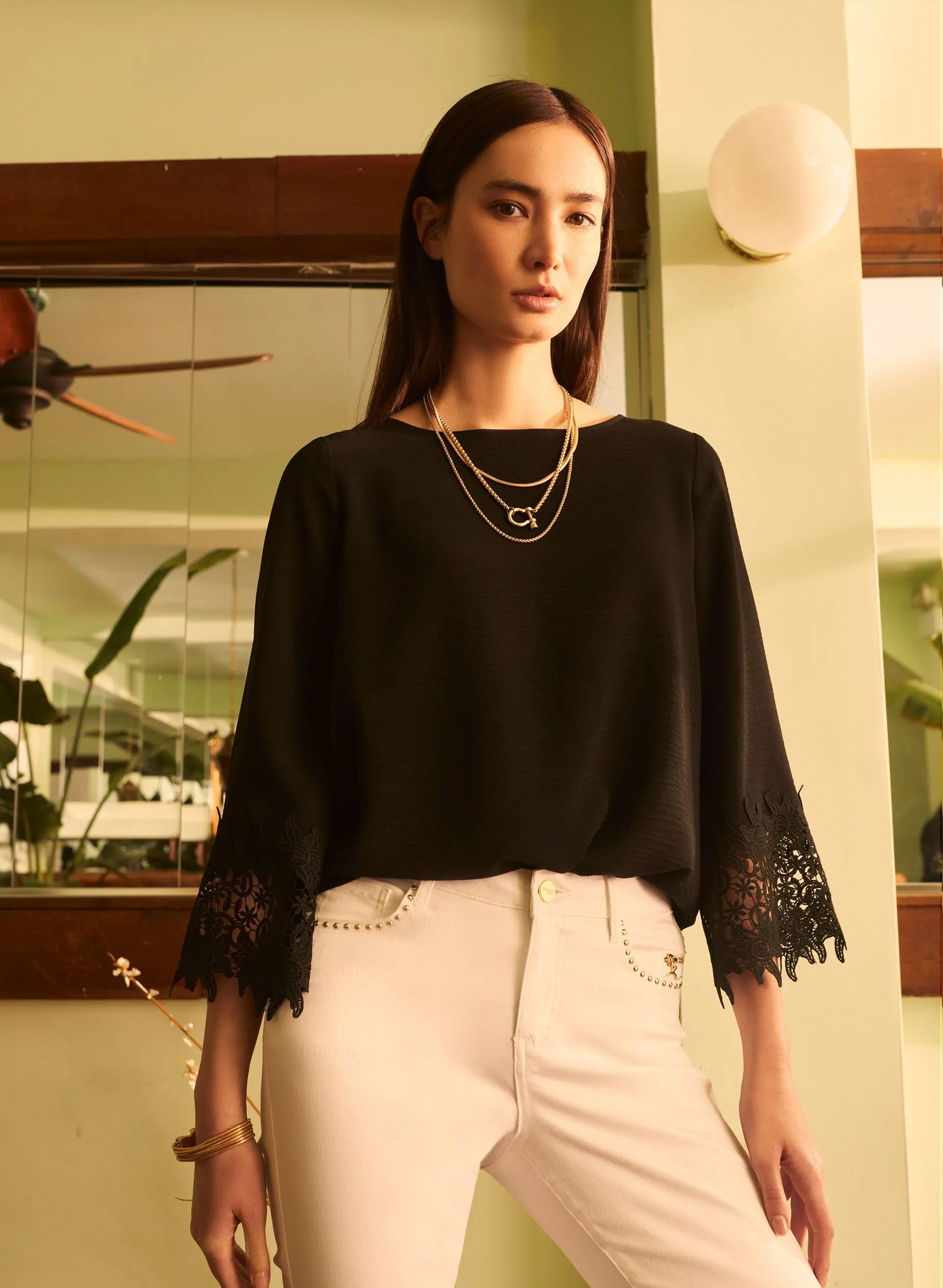 Lace Trim 3/4 Sleeve Blouse sold by Melanie Lyne product image thumbnail 2