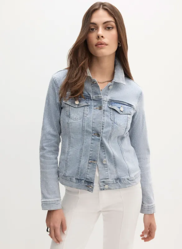 Joseph Ribkoff - Rhinestone Detail Denim Jacket made by Melanie Lyne
