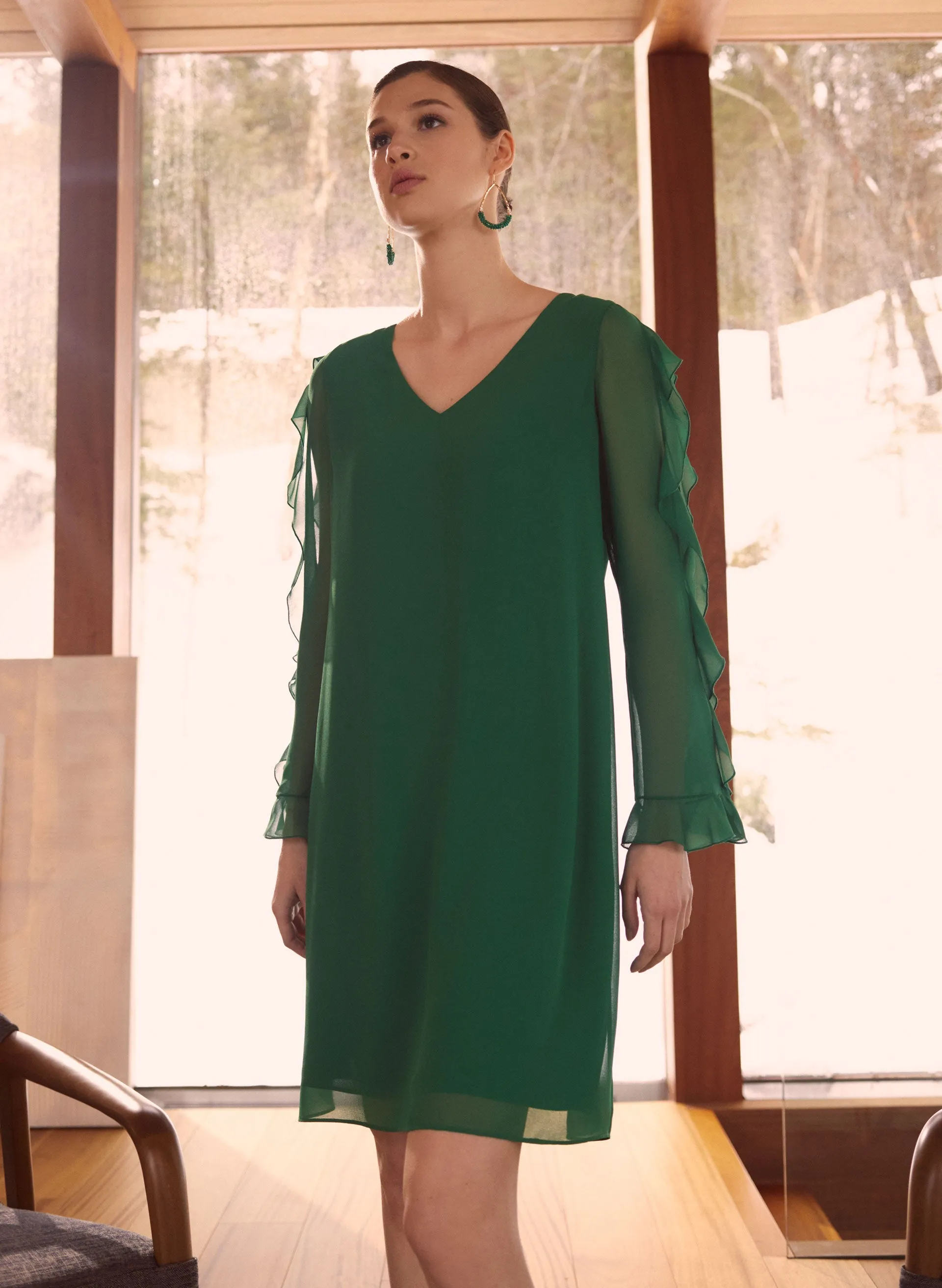 Ruffle Detail Chiffon Dress sold by Melanie Lyne