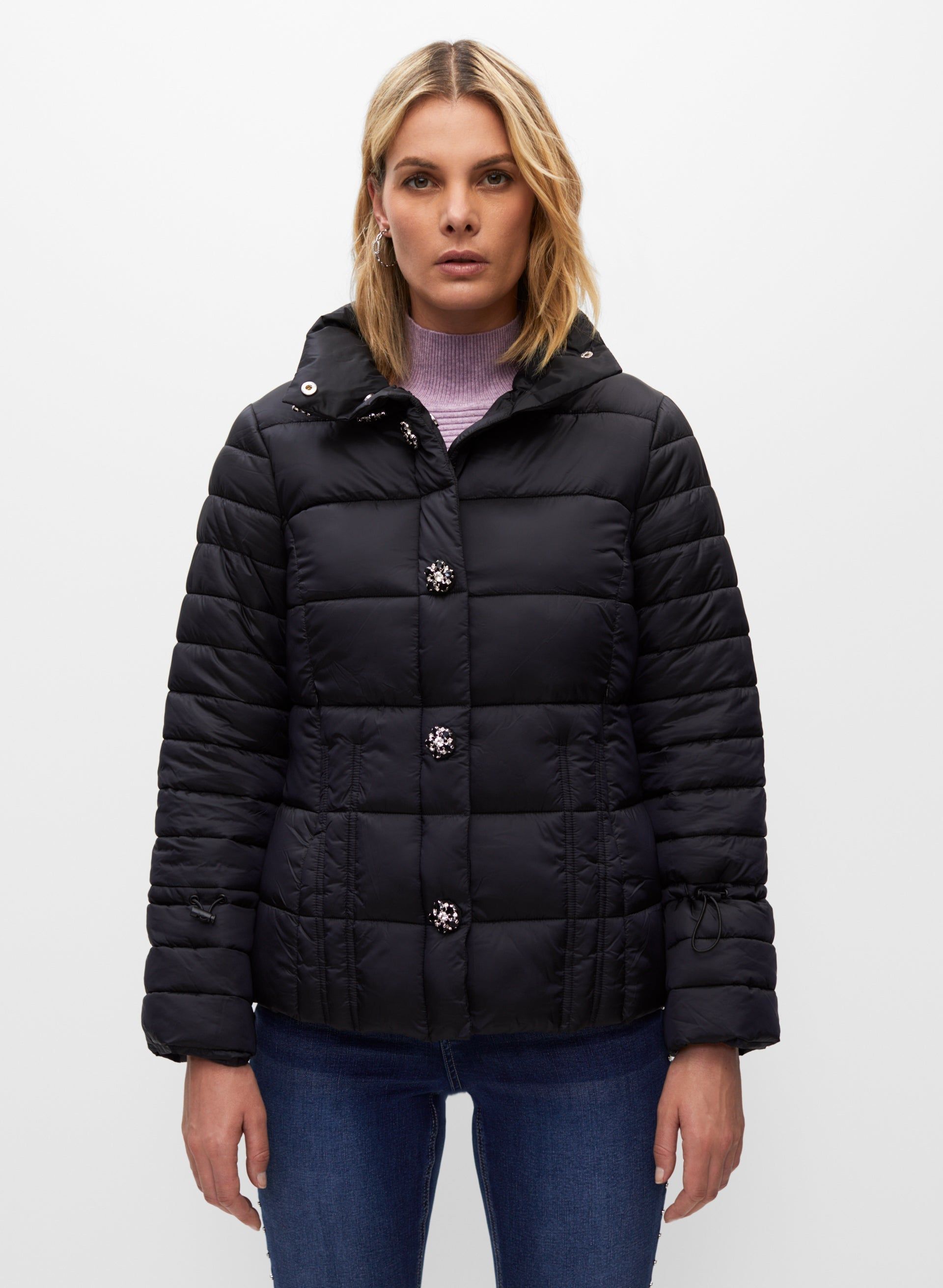 Jewel Button Vegan Down Coat sold by Melanie Lyne