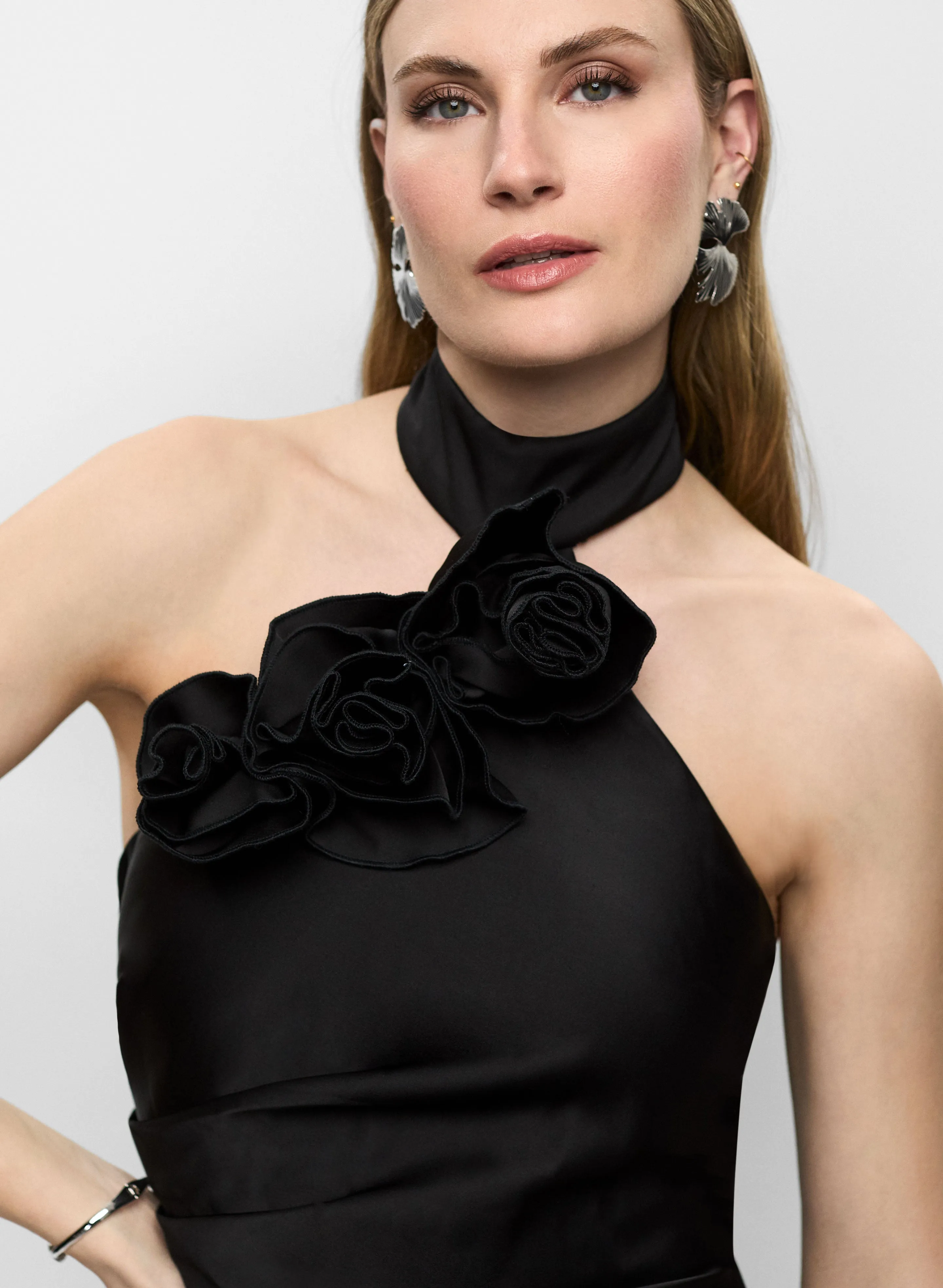 Satin Halter Dress With Rosettes sold by Melanie Lyne product image thumbnail 5