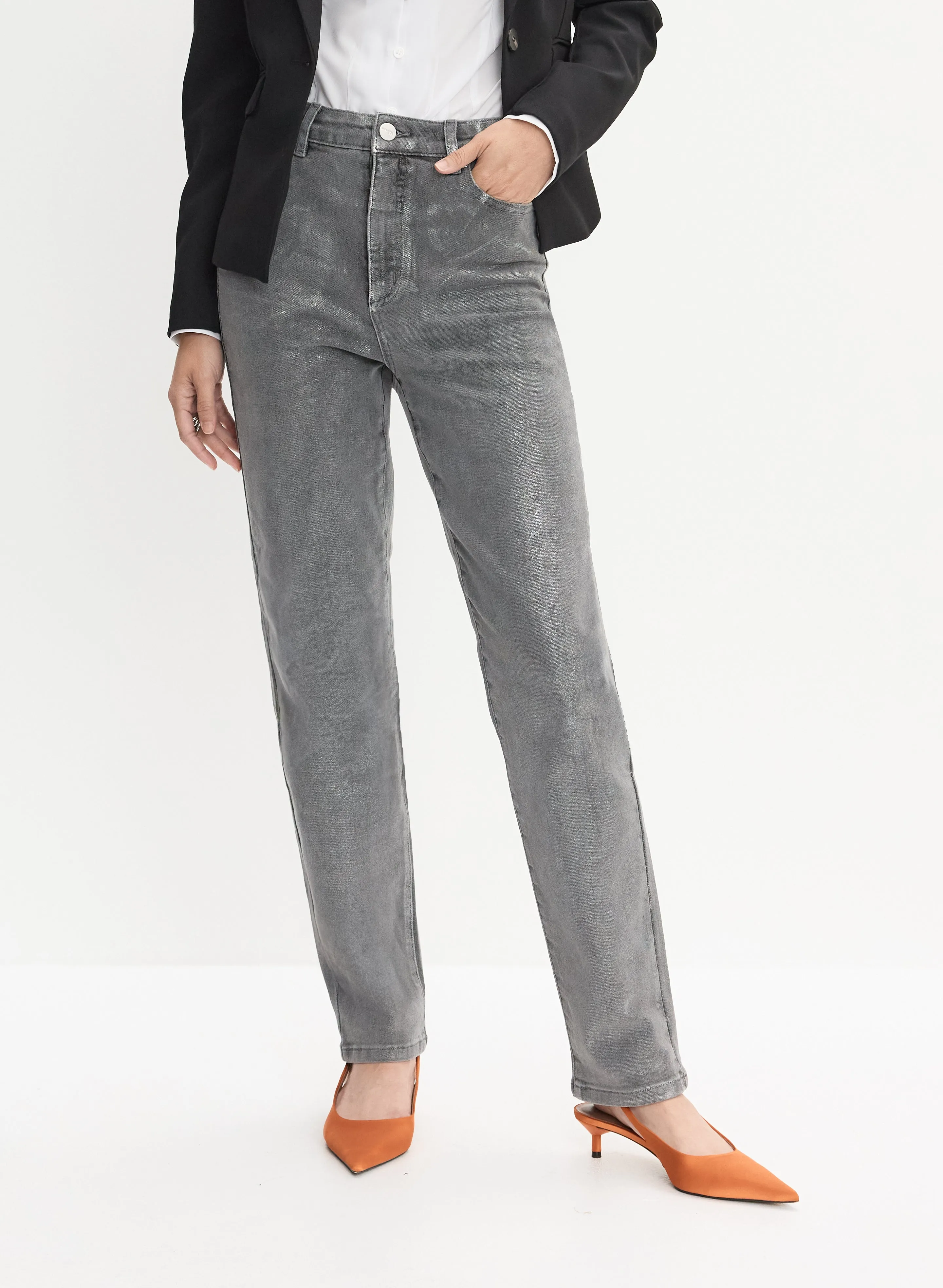 Metallic Straight Leg Jeans sold by Melanie Lyne