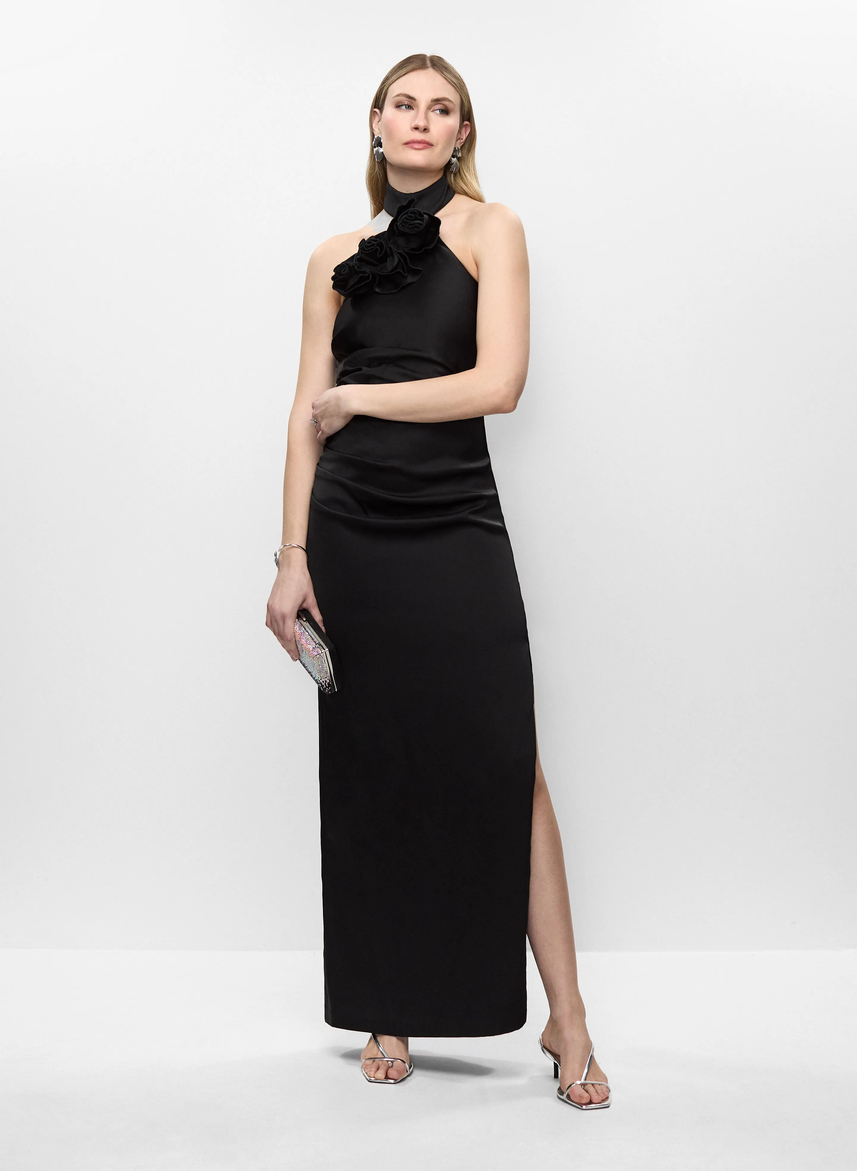 Satin Halter Dress With Rosettes sold by Melanie Lyne