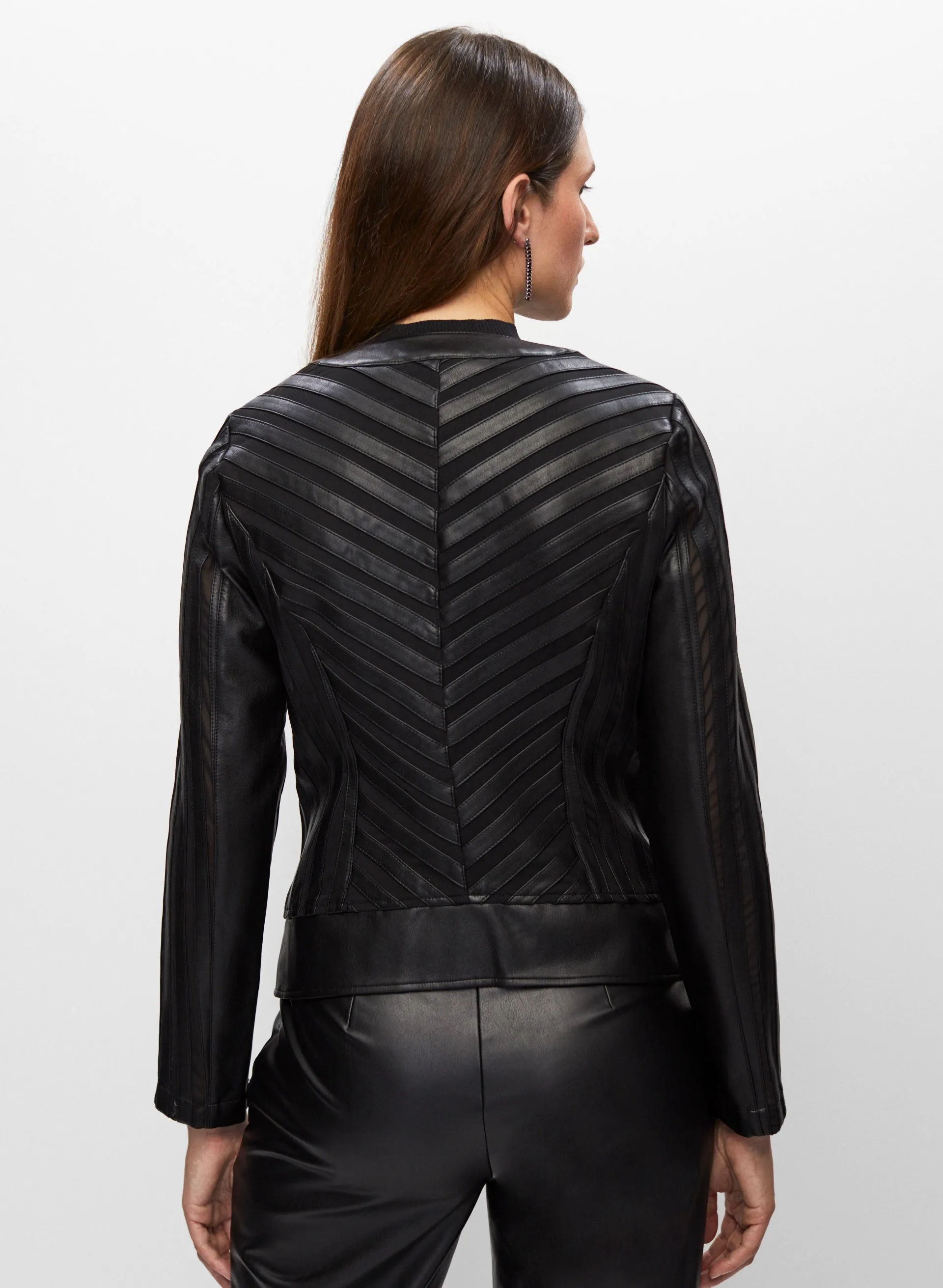 Joseph Ribkoff - Vegan Leather & Mesh Detail Jacket sold by Melanie Lyne product image thumbnail 2