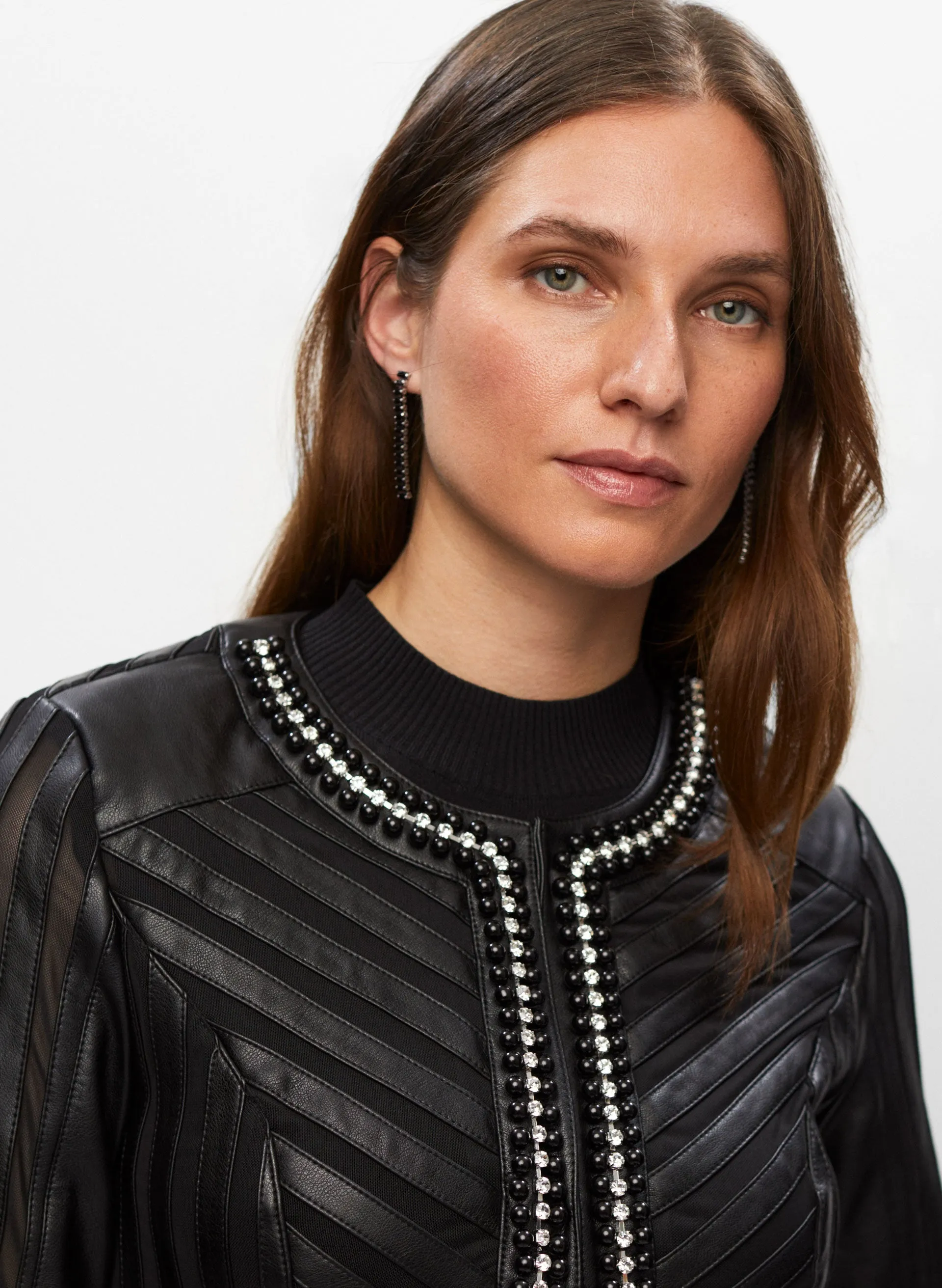 Joseph Ribkoff - Vegan Leather & Mesh Detail Jacket sold by Melanie Lyne product image thumbnail 3