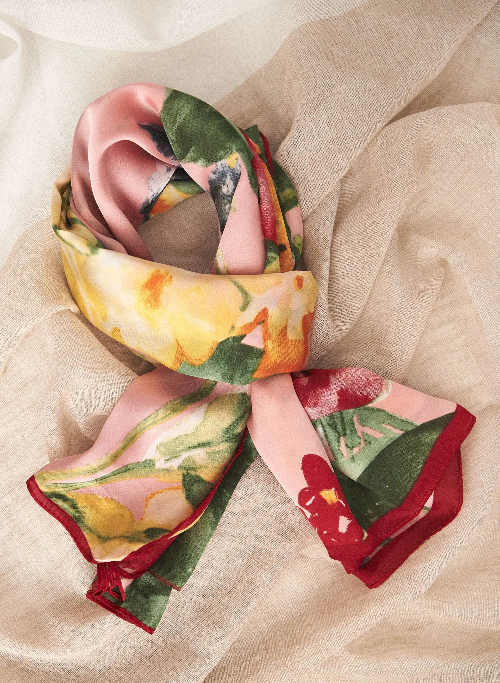 Floral & Leaf Print Square Scarf sold by Melanie Lyne