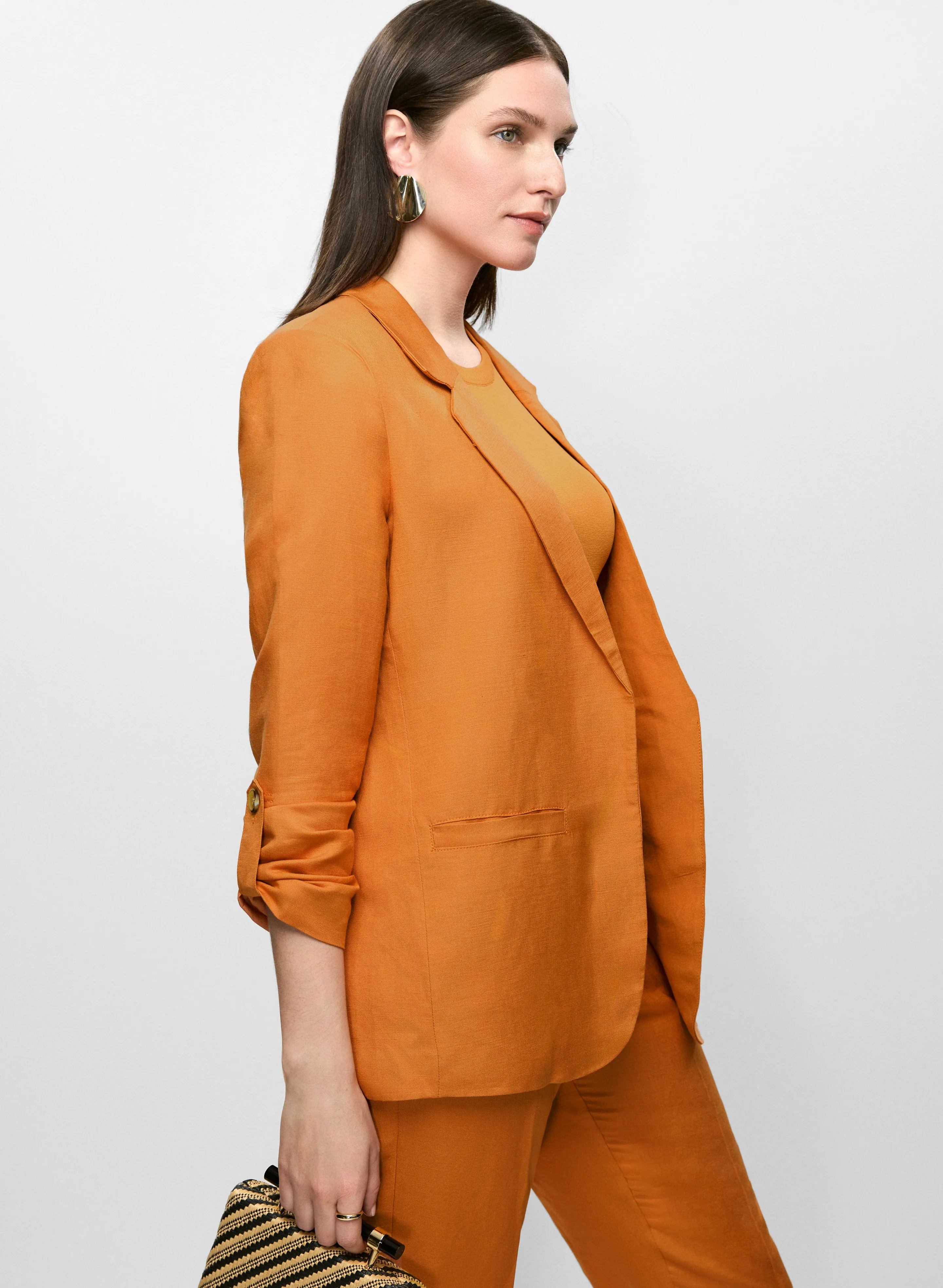 Rolled Sleeve Linen-Blend Blazer sold by Melanie Lyne product image thumbnail 5