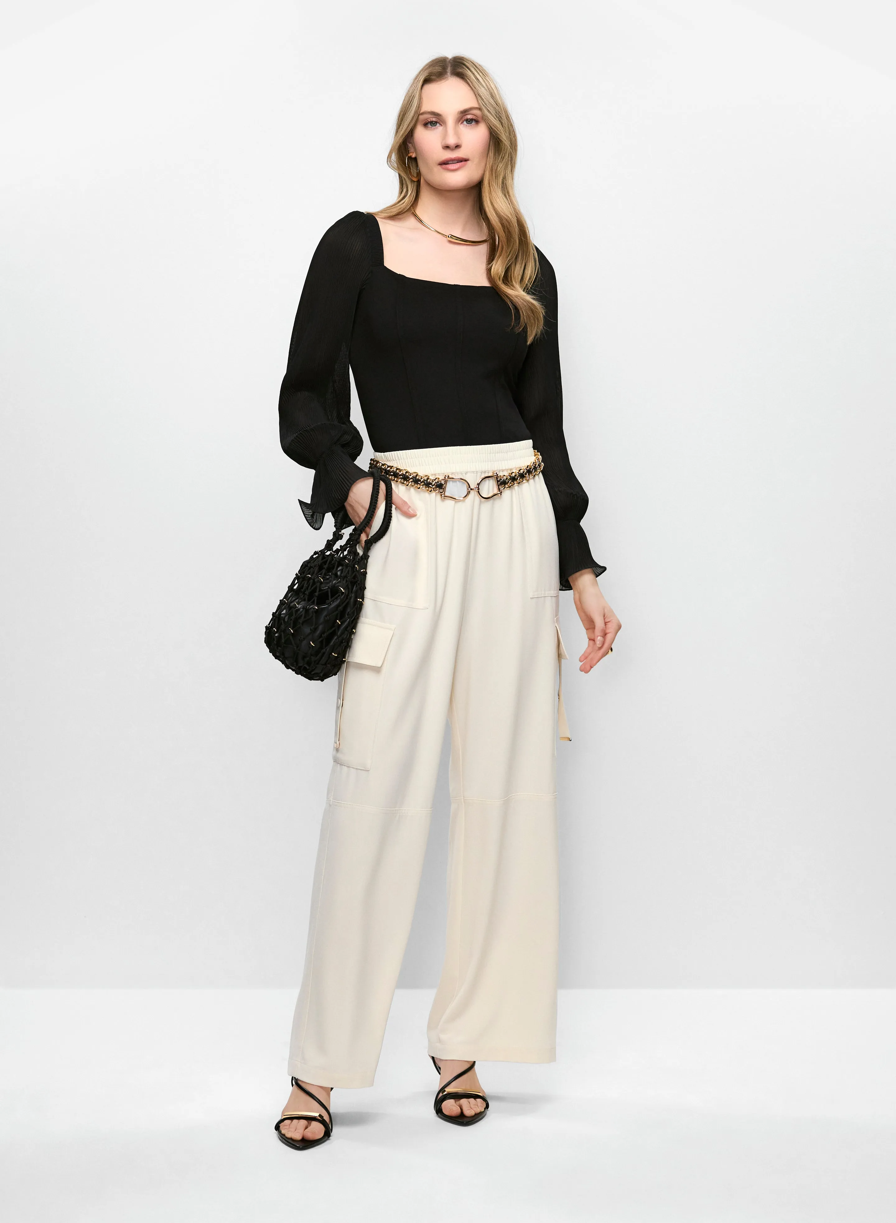 Square Neck Pleated Sleeve Top sold by Melanie Lyne product image thumbnail 3