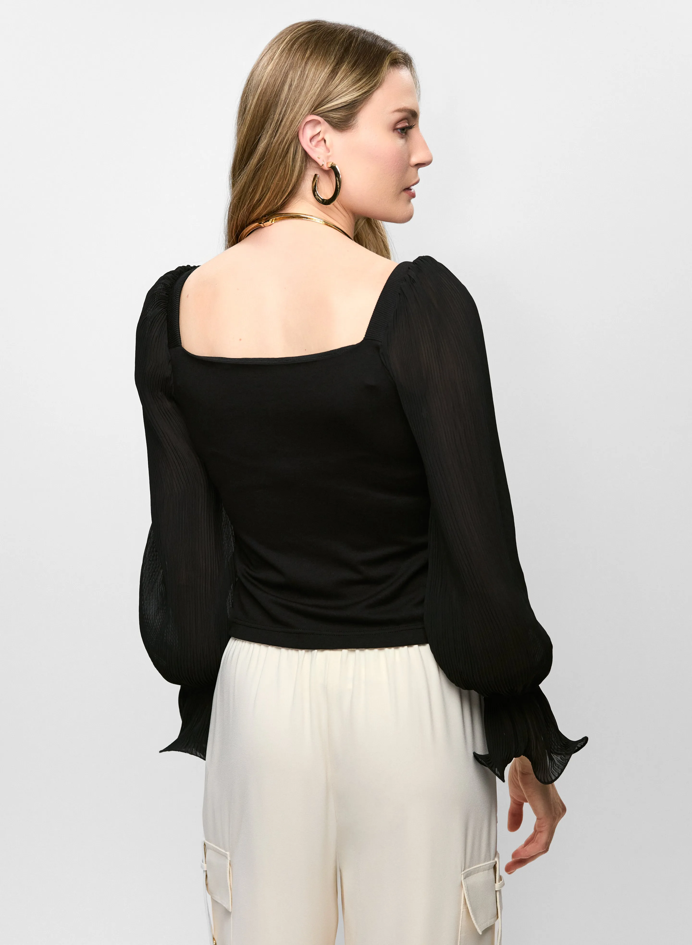 Square Neck Pleated Sleeve Top sold by Melanie Lyne product image thumbnail 4