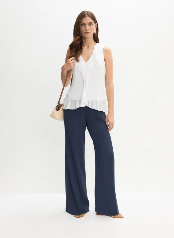 Ruffle Detail Linen Top & Shirred Waist Pants sold by Melanie Lyne