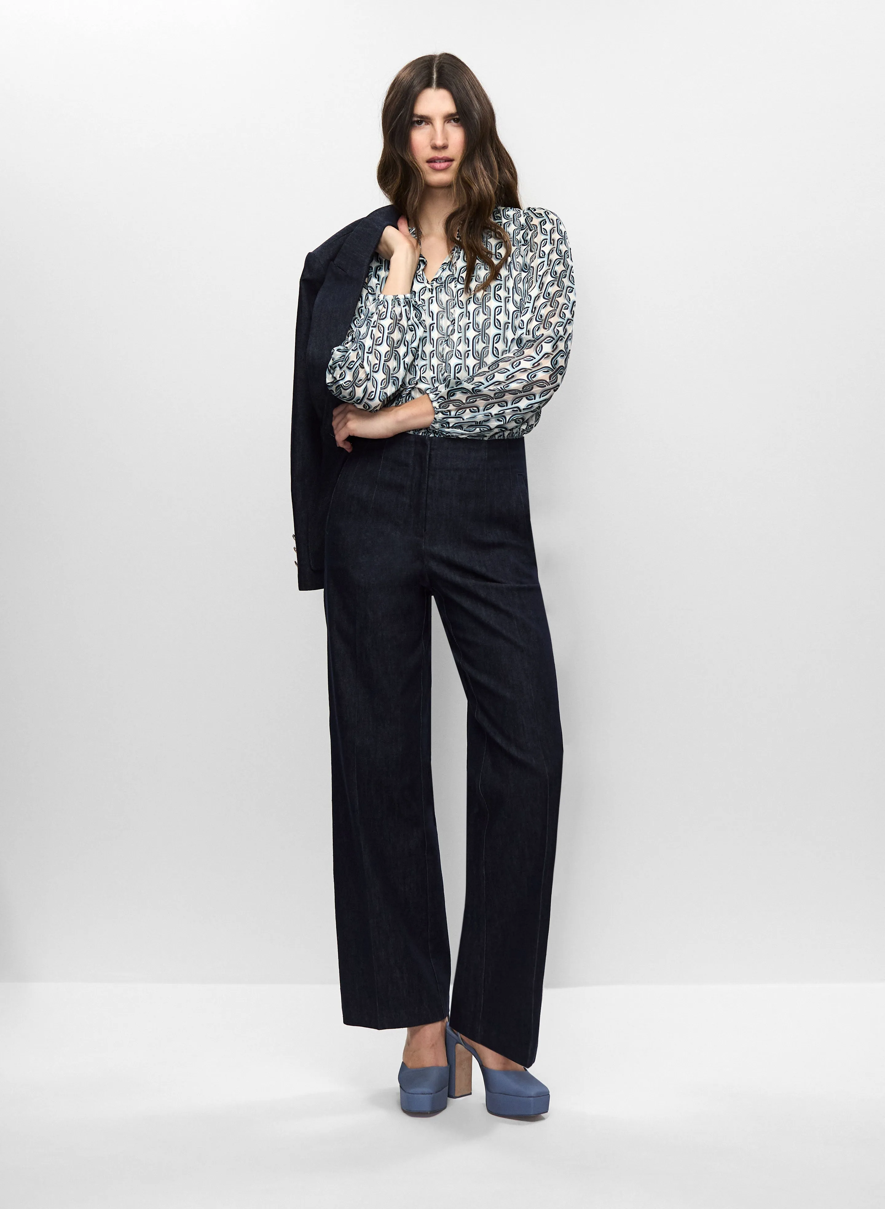 Chain Print Top & Wide Leg Denim Pants sold by Melanie Lyne