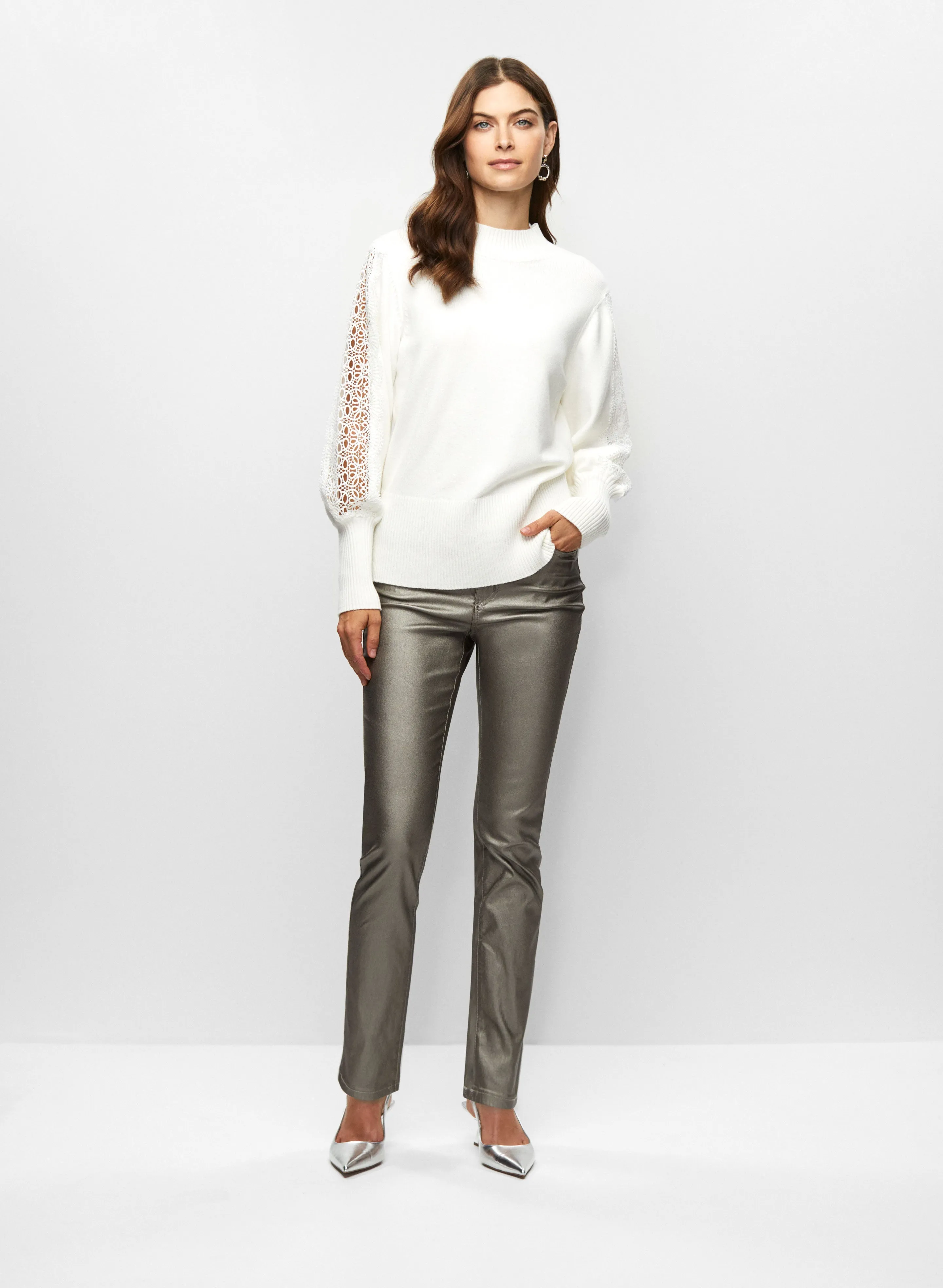 Lace Trim Sweater & Coated Jeans sold by Melanie Lyne