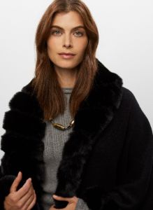 Faux Fur Trim Poncho sold by Melanie Lyne