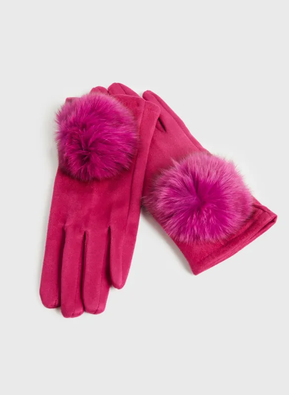 Faux Suede Pompom Gloves sold by Melanie Lyne