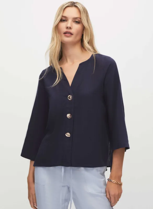 3/4 Sleeve Button Detail Top sold by Melanie Lyne