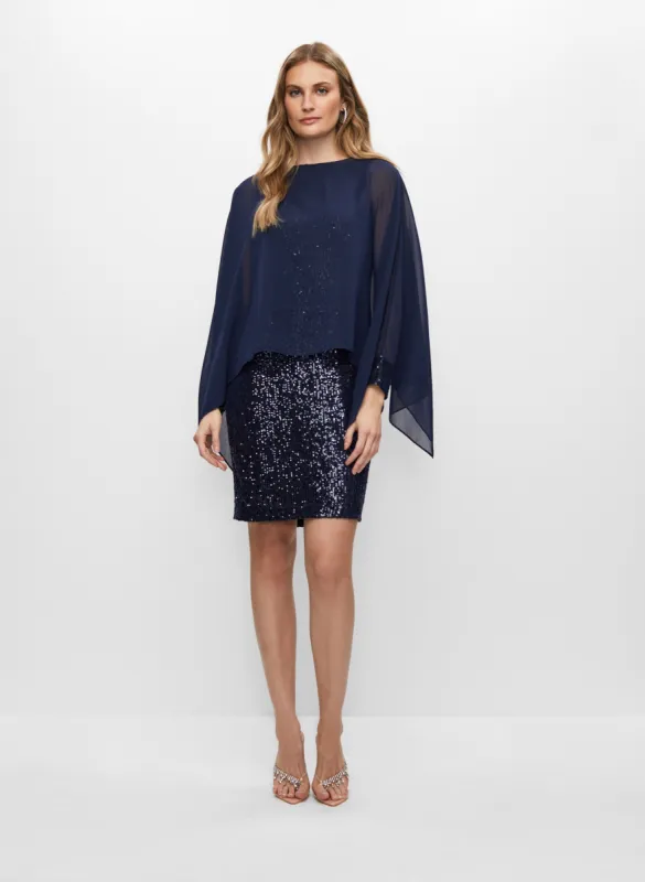 Chiffon Cape Sequin Dress sold by Melanie Lyne