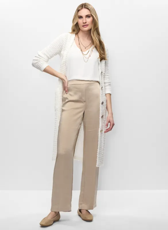 Long Bouclé Cardigan & Satin Straight Leg Pants sold by Melanie Lyne
