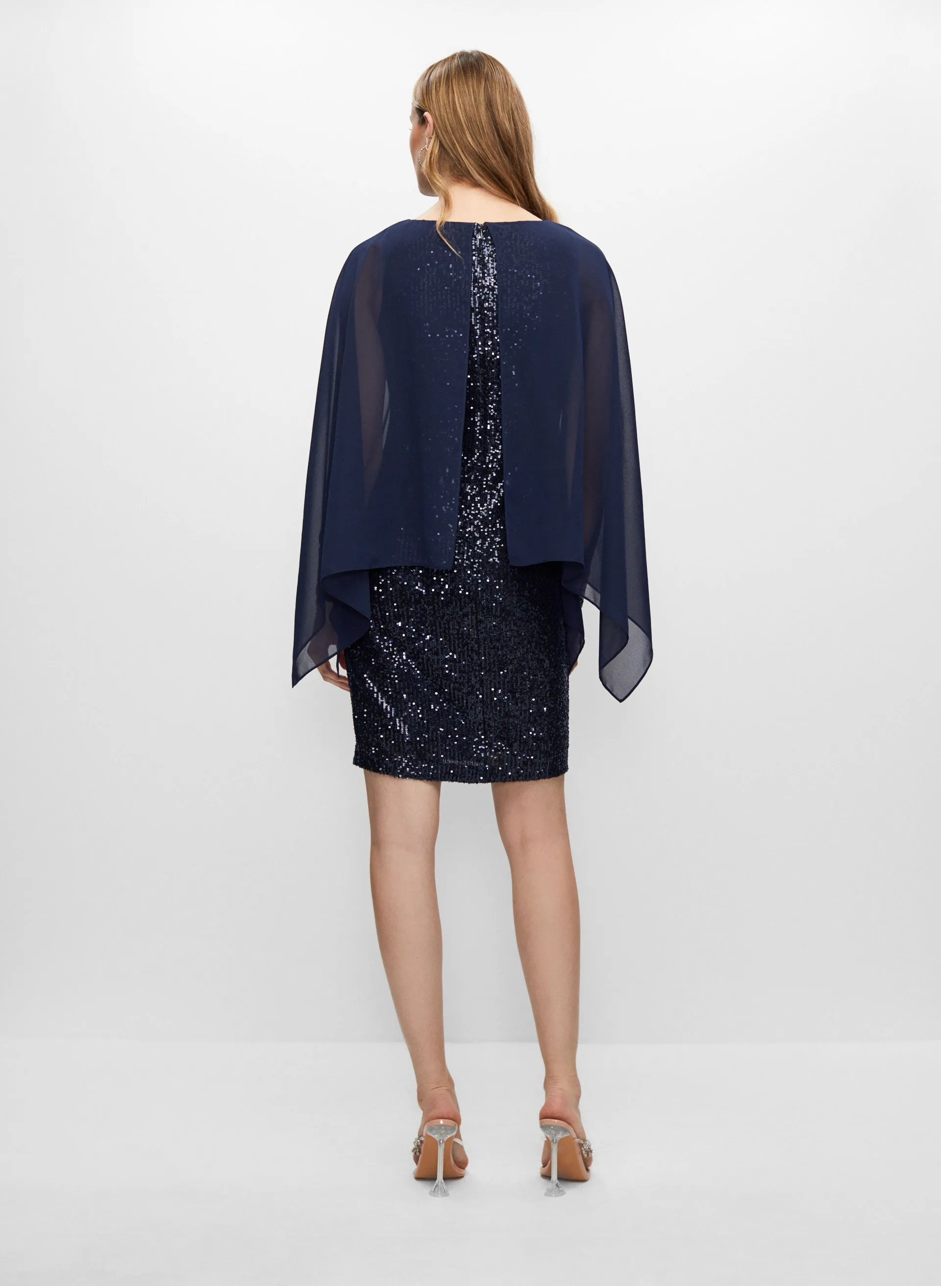 Chiffon Cape Sequin Dress sold by Melanie Lyne product image thumbnail 4