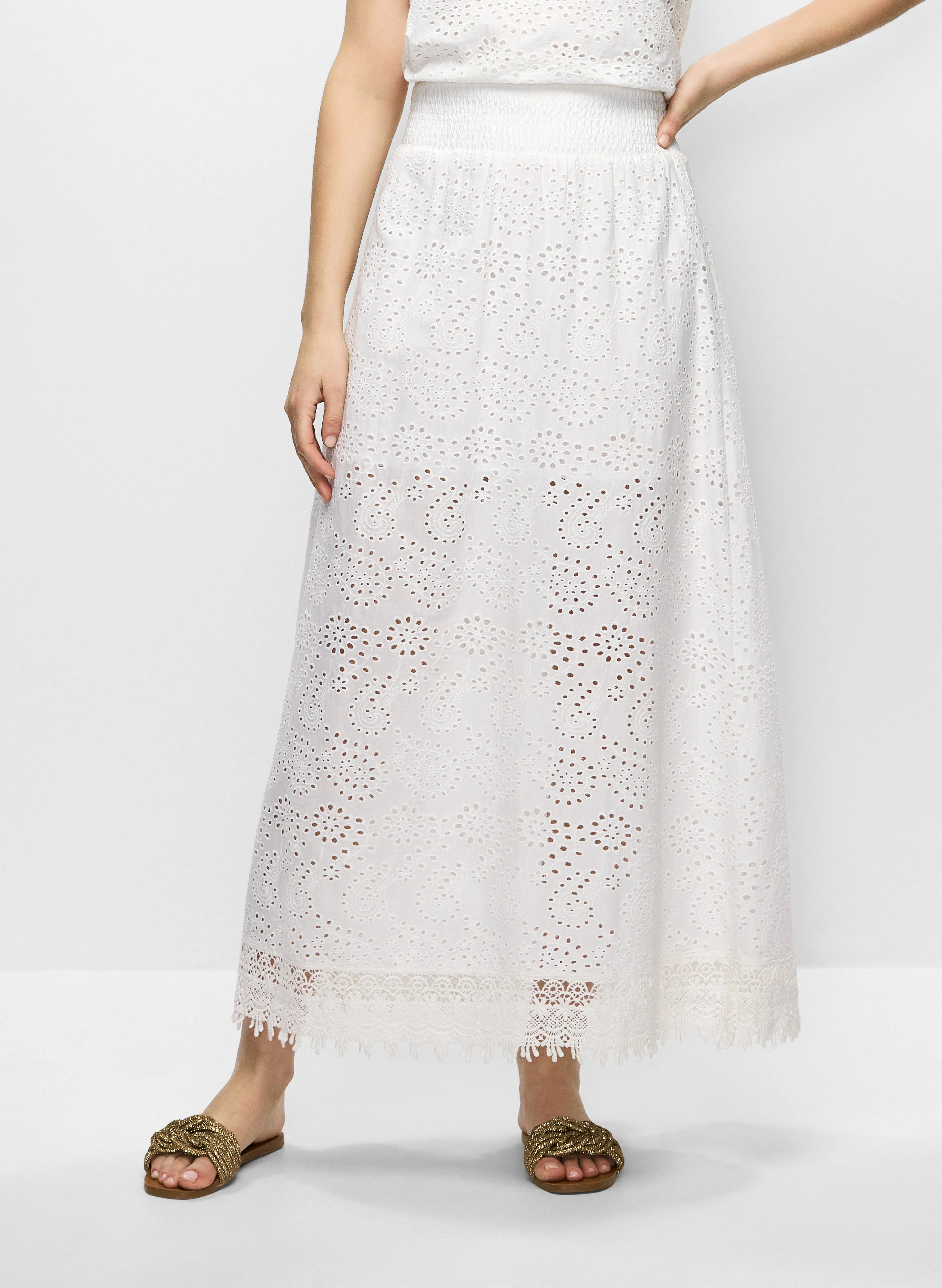 Tiered Eyelet Maxi Skirt sold by Melanie Lyne