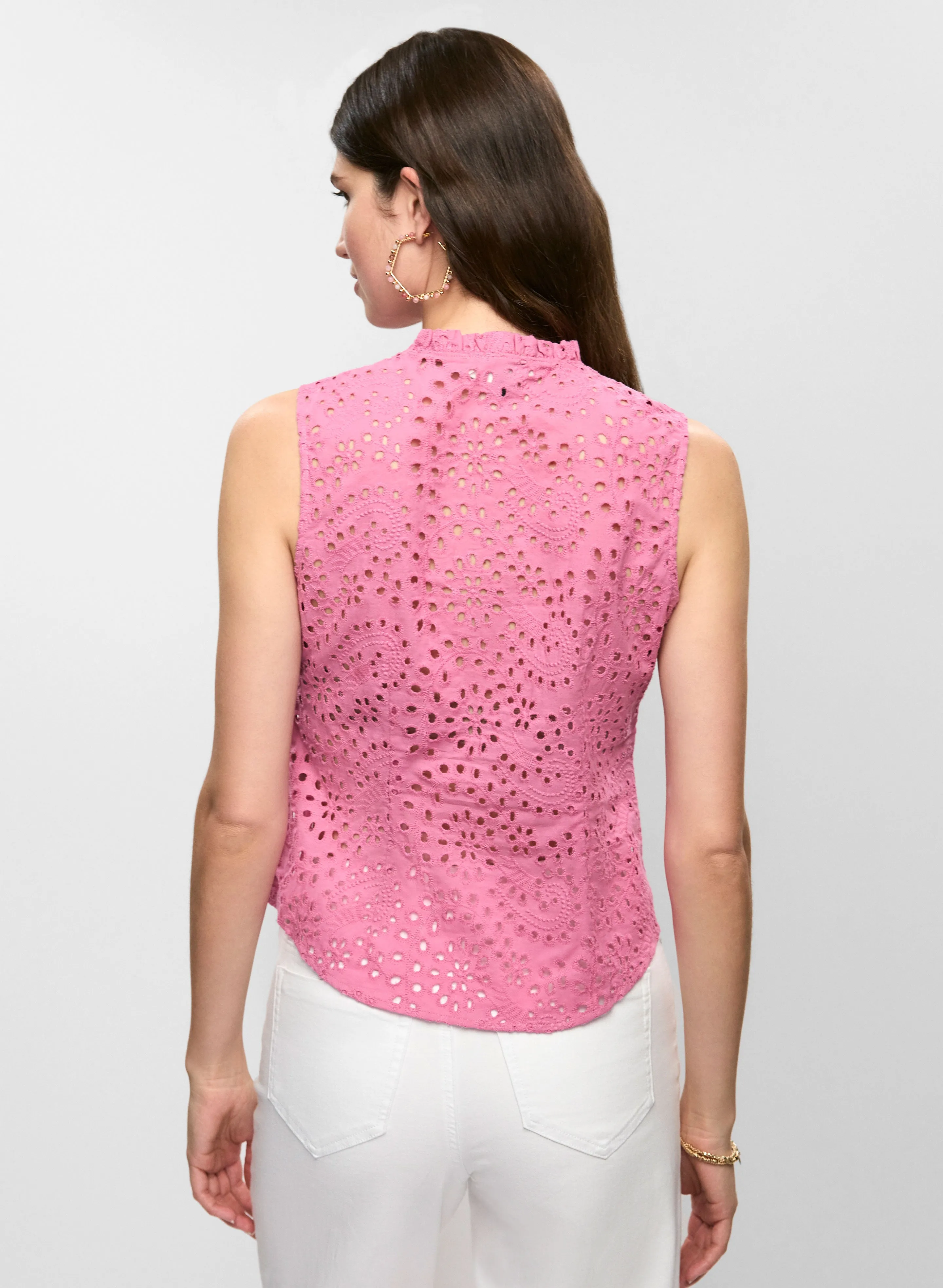 Frilled Sleeveless Eyelet Blouse sold by Melanie Lyne product image thumbnail 4