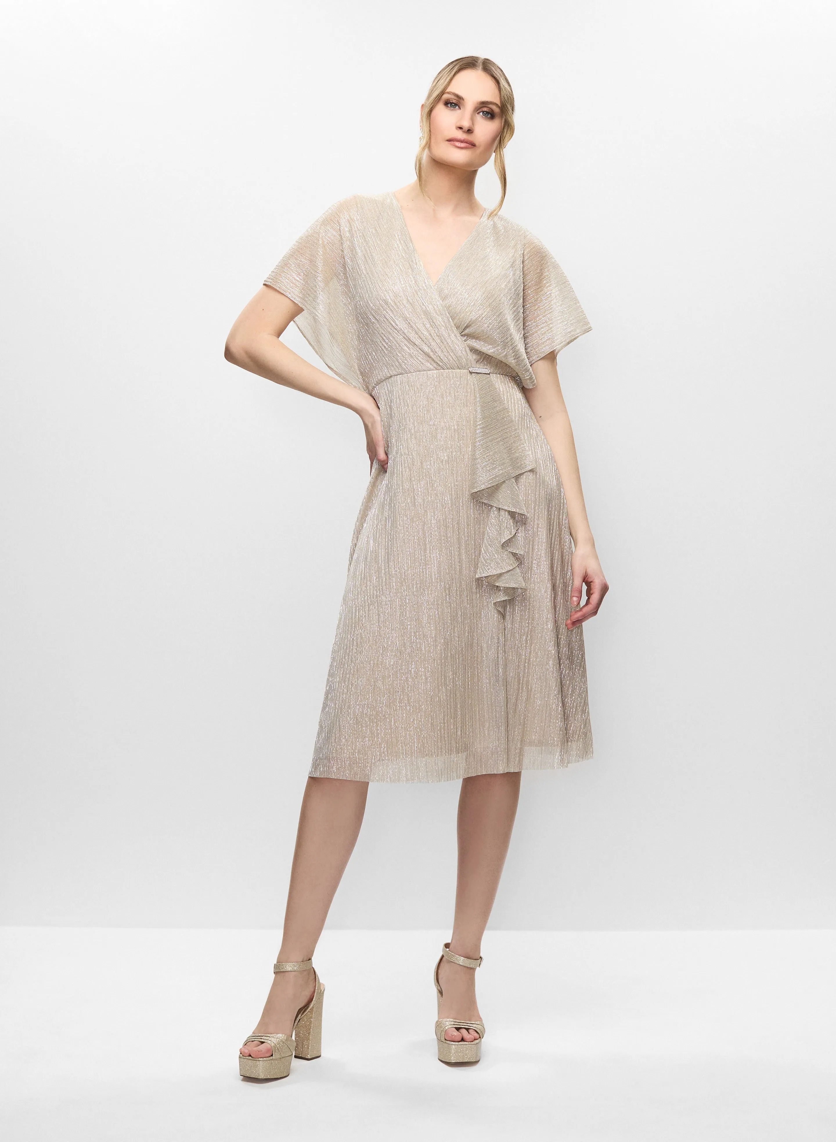 Joseph Ribkoff - Metallic Wrap-Style Dress sold by Melanie Lyne