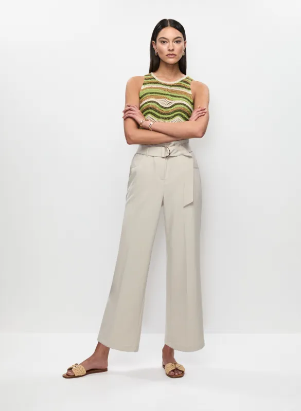 Striped Open-Knit Top & High-Rise Belted Pants sold by Melanie Lyne