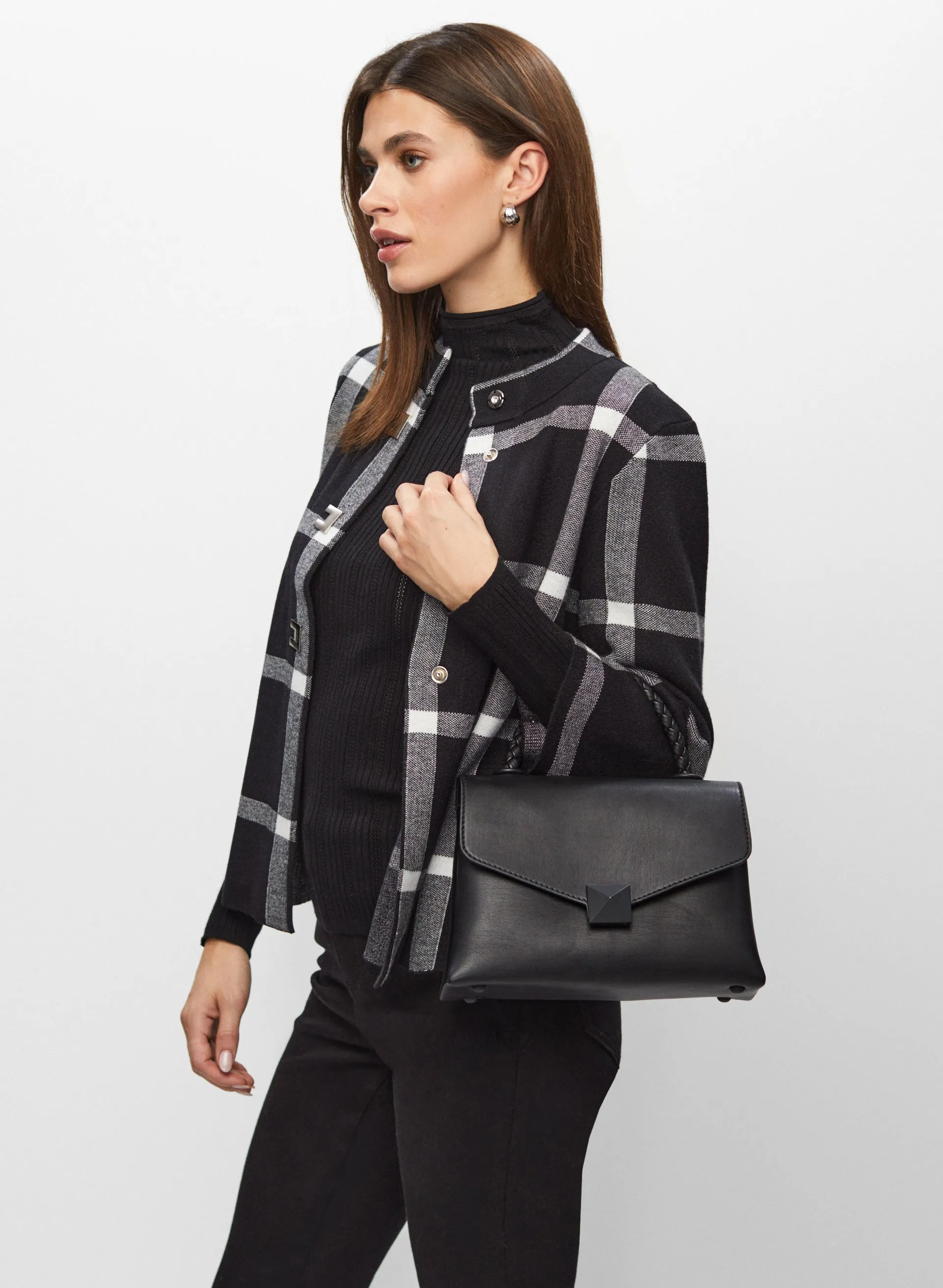 Plaid Motif Button Detail Coatigan sold by Melanie Lyne product image thumbnail 5