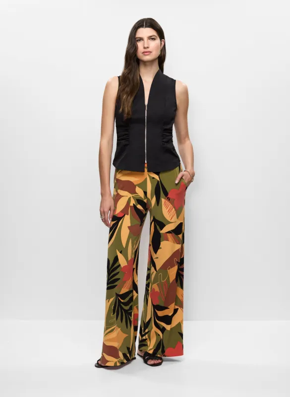 Zippered Sleeveless Top & Tropical Print Flare Leg Pants sold by Melanie Lyne
