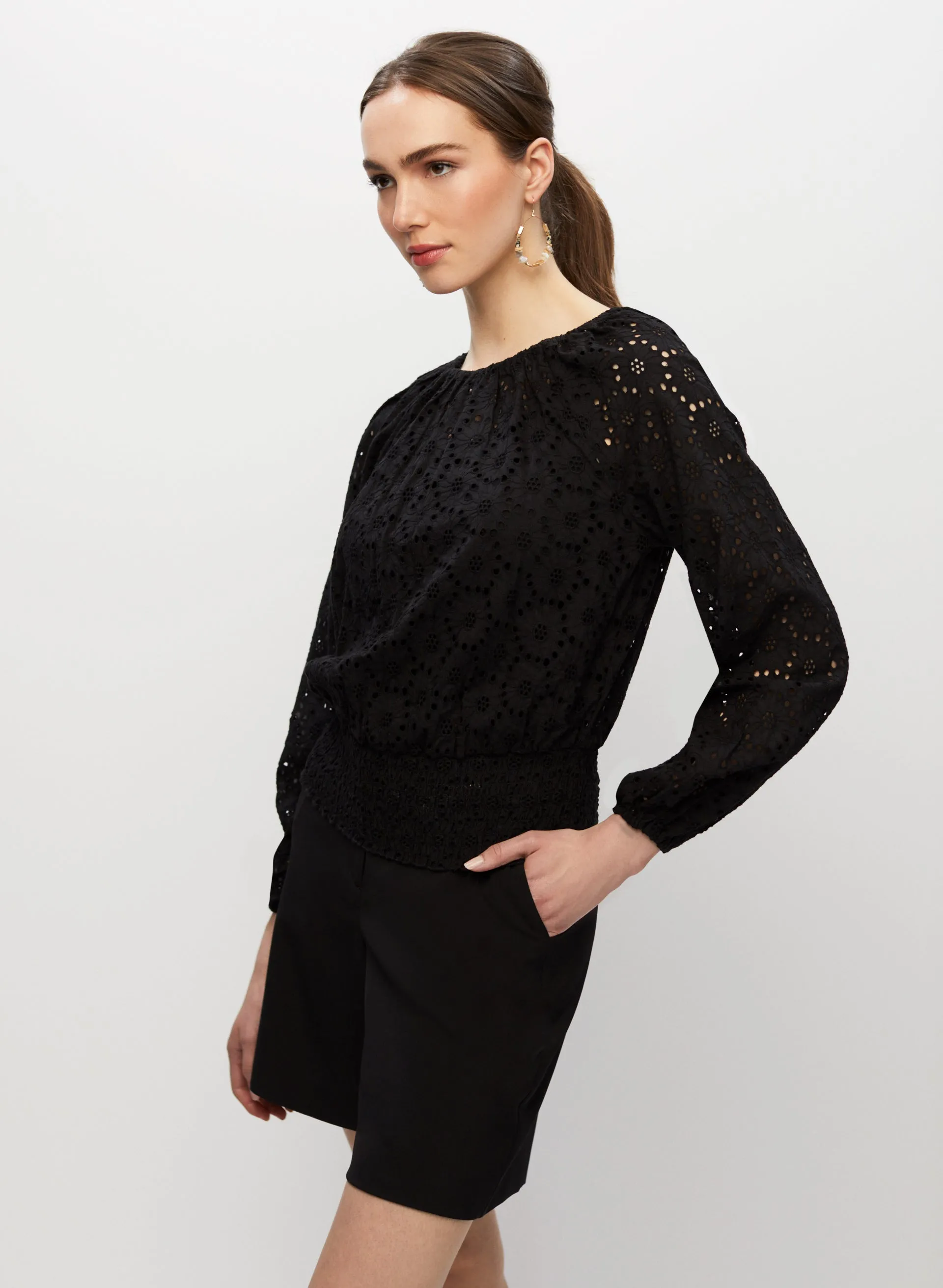 Eyelet Detail Long Sleeve Blouse sold by Melanie Lyne product image thumbnail 5